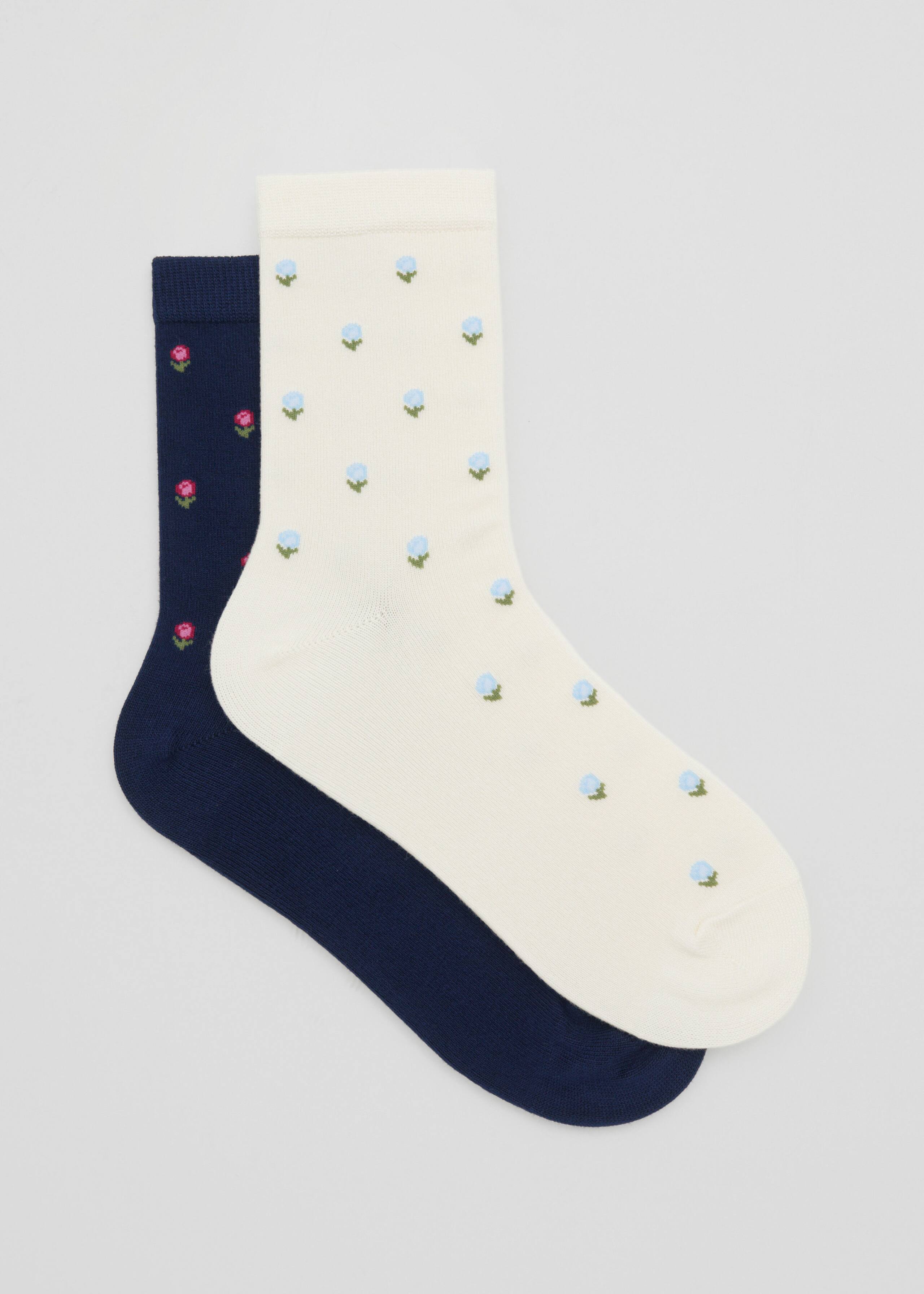 2-Pack Floral Socks - Black/Ivory - Still Life