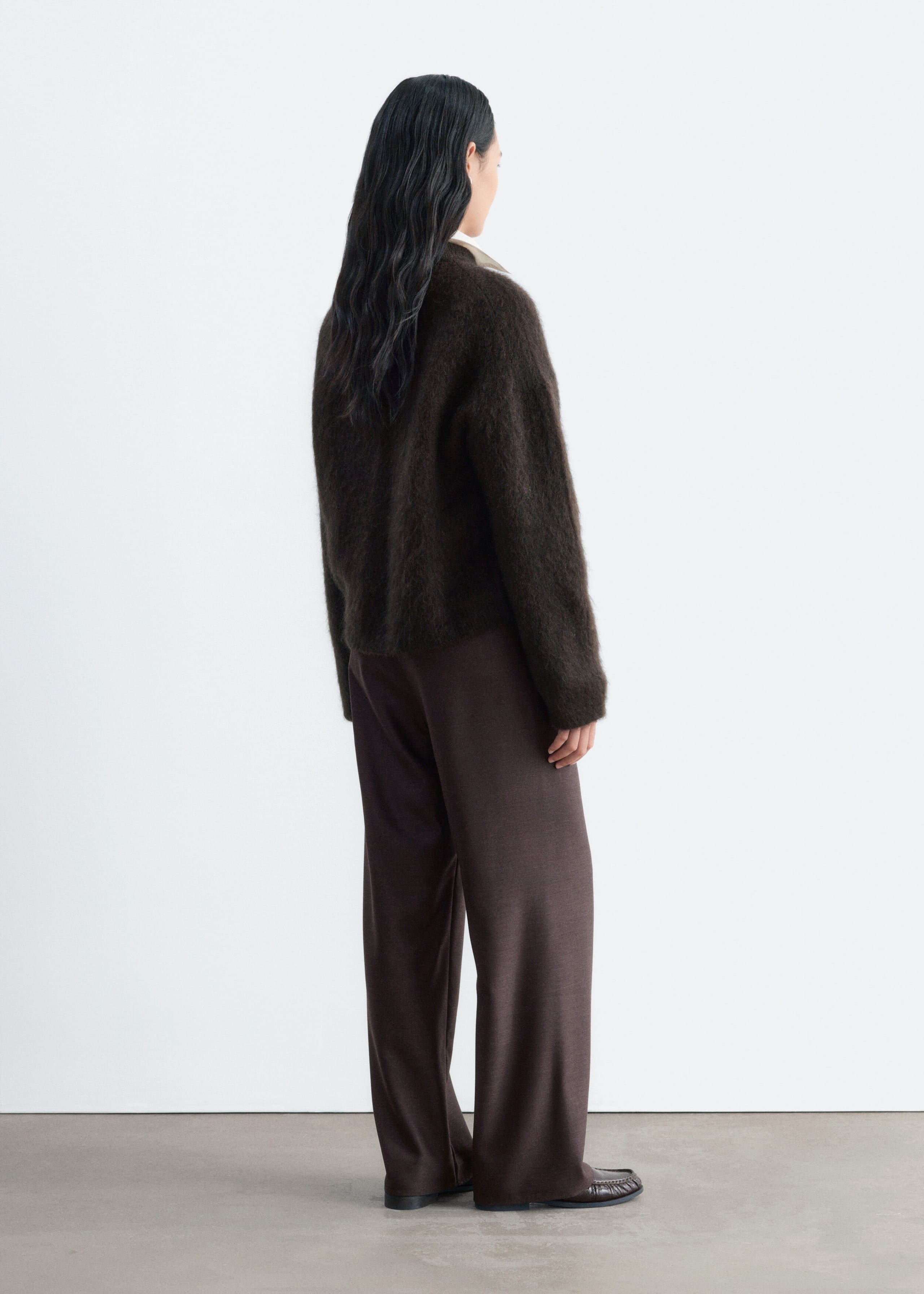 Pull-On Wool Trousers Dark Brown