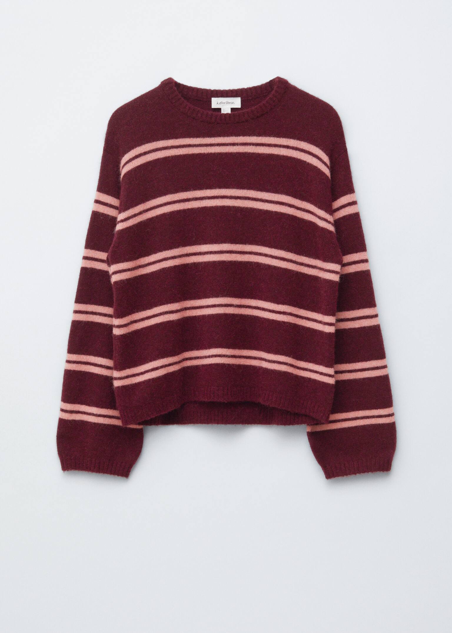 Knitted Alpaca-Blend Sweater - Dark Red/Pink Stripes/Dark Blue/Red/Mole/Yellow - 2