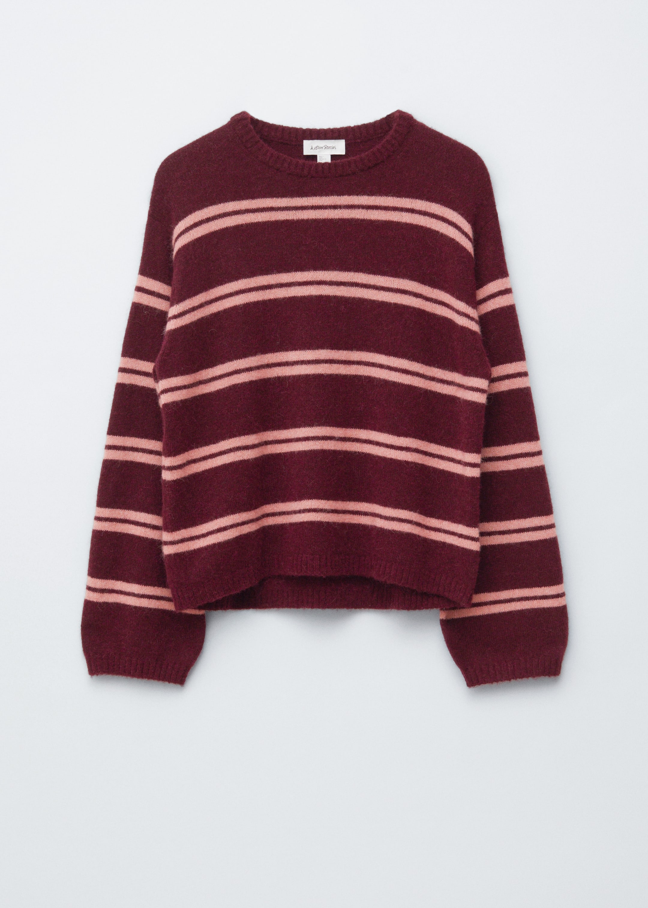 Agrandir l'image: Pull en maille d’alpaga mélangé - Rayures rouge foncé et roses - FEMME | H&M CH 6