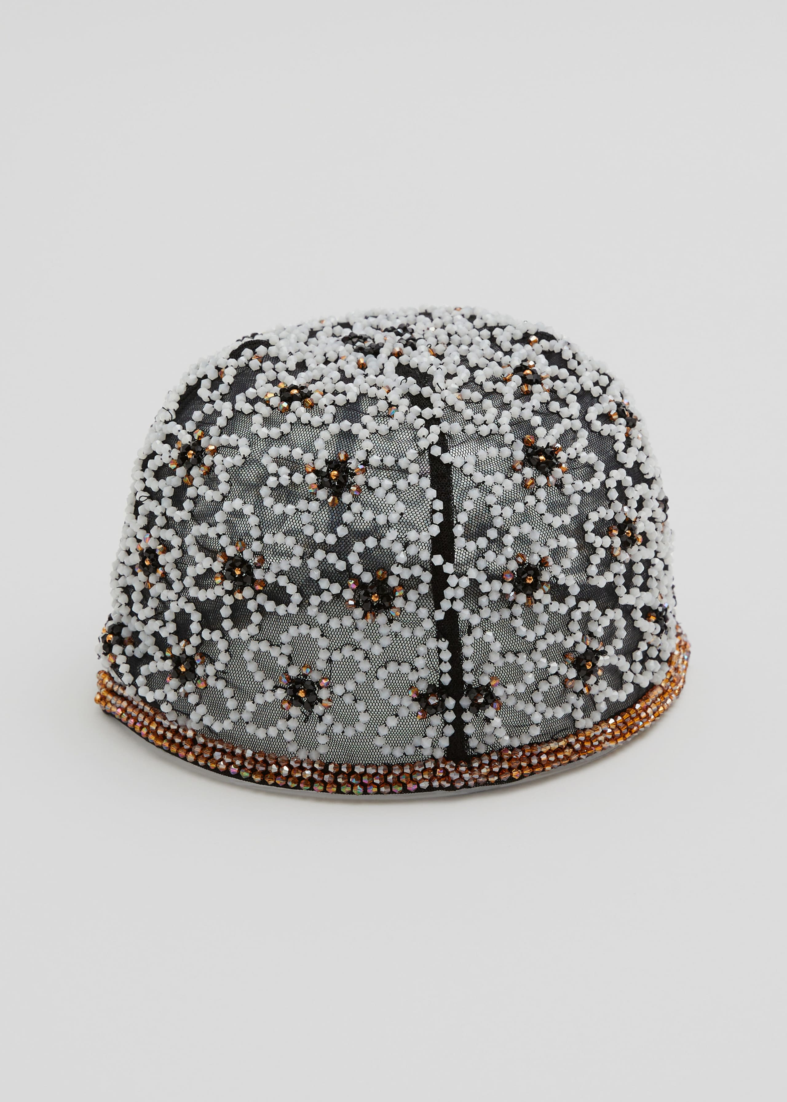 Flower Beaded Bonnet - Black/Ivory - Still Life