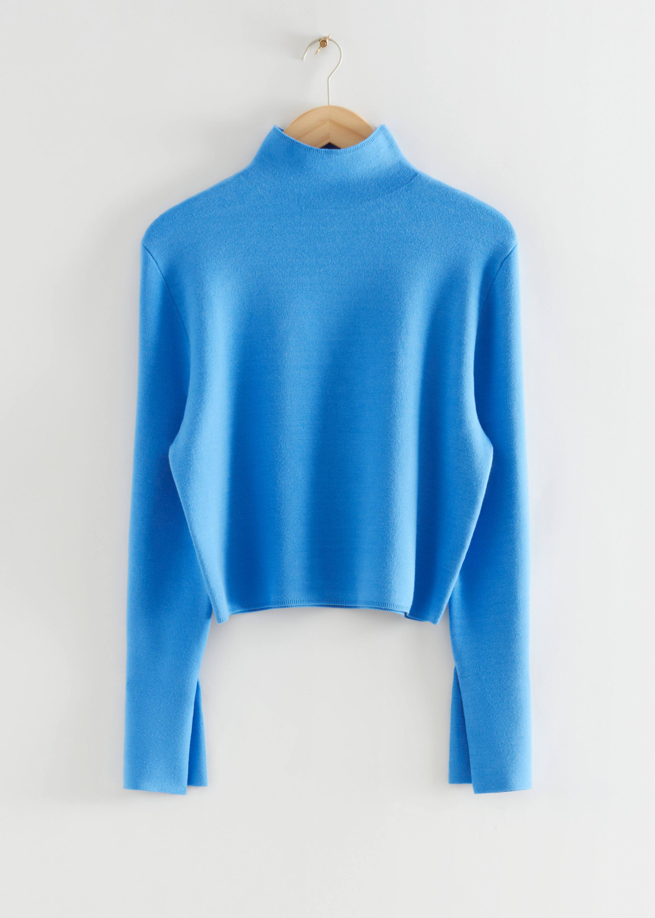 Voluminous Flared Sleeve Jumper - Blue - Still Life