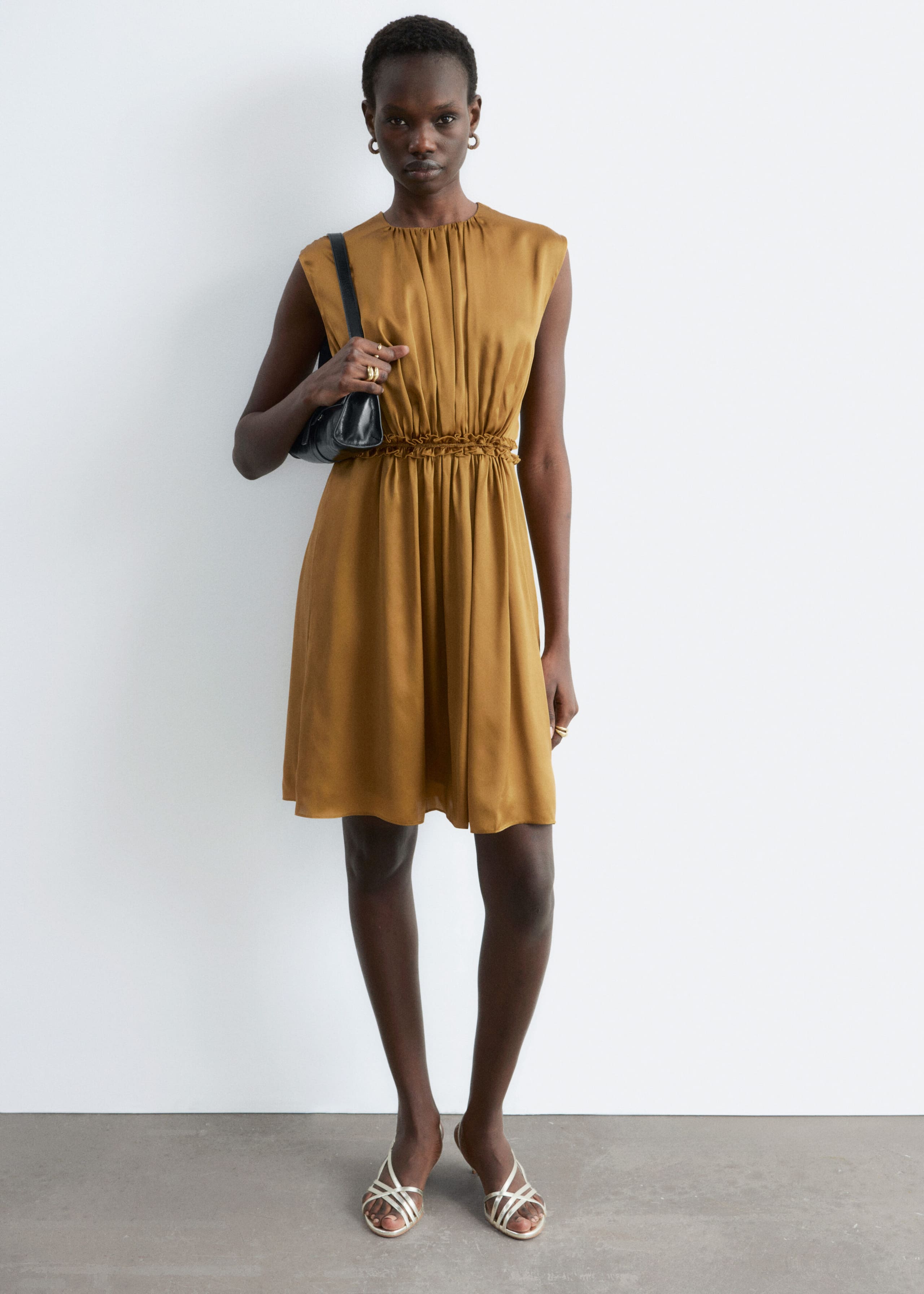 Gathered Silk Mini Dress - White - Lookbook