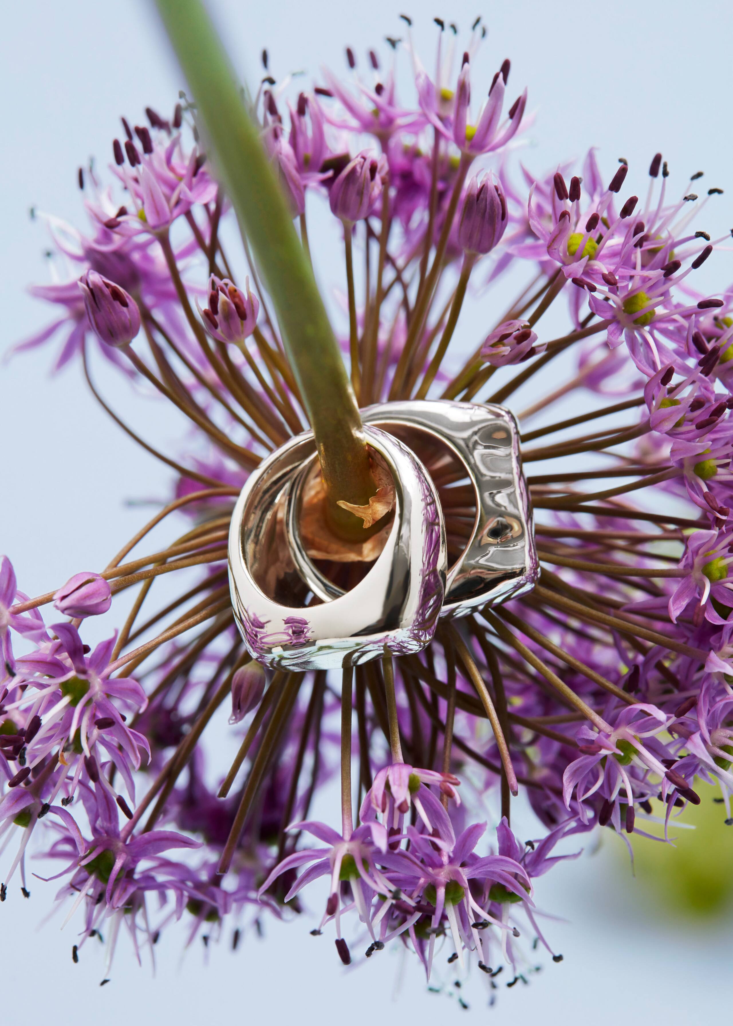 Chunky Hammered Ring Set - Silver - Still Life