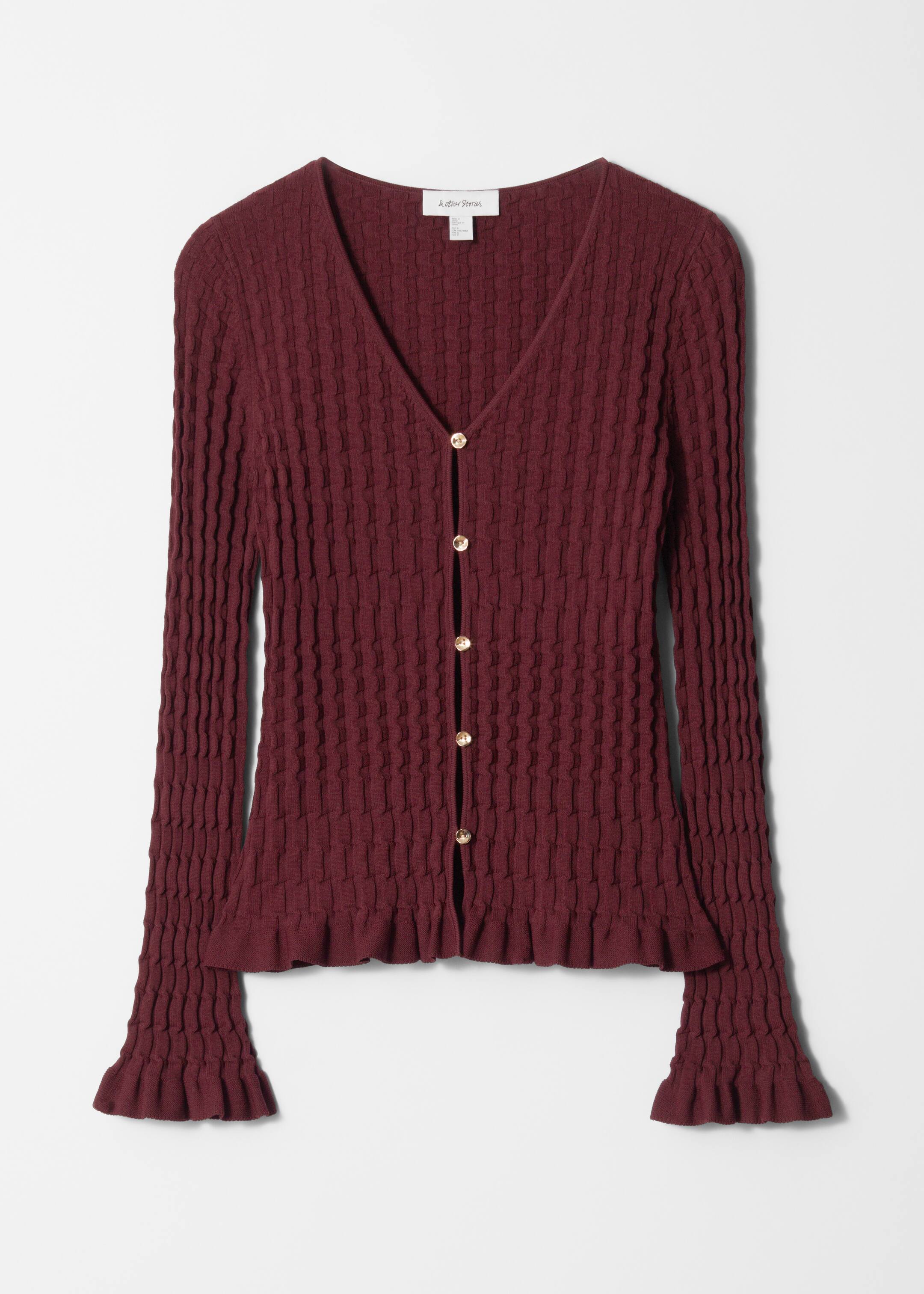 Agrandir l'image: Cardigan en maille texturée - Rouge foncé - FEMME | H&M FR 5