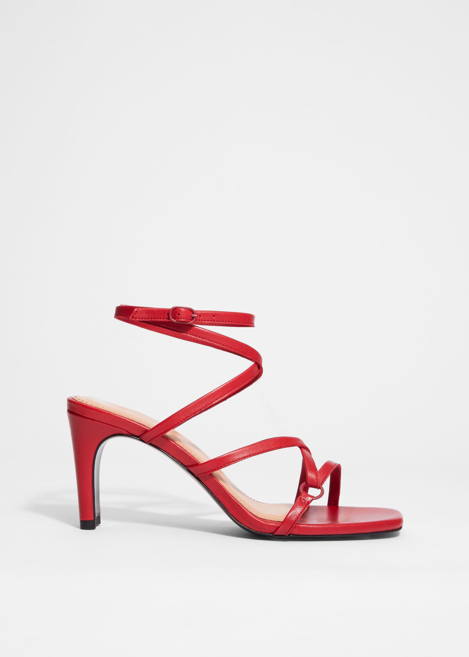 Elegante leren sandalen - Robijnrood