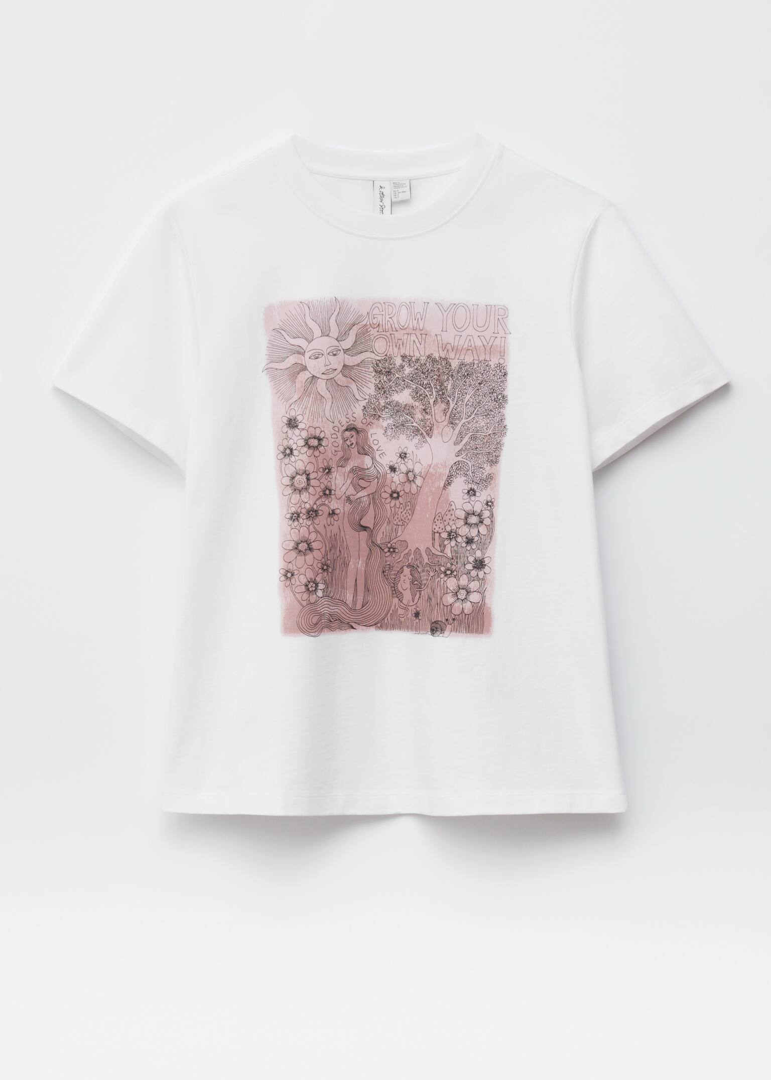 Bawełniany T-shirt - Biały nadruk/Ciemnoniebieski/Nadruk