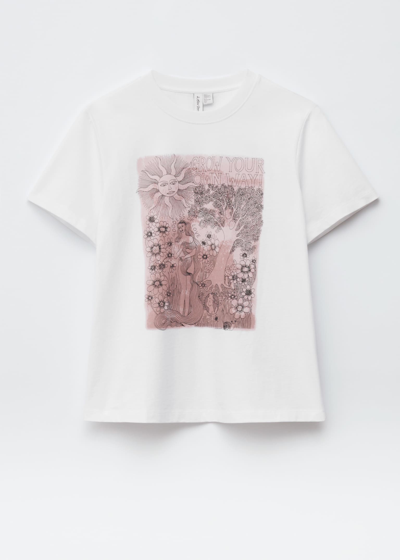 Cotton T-shirt - White Print/Dark Blue/Print