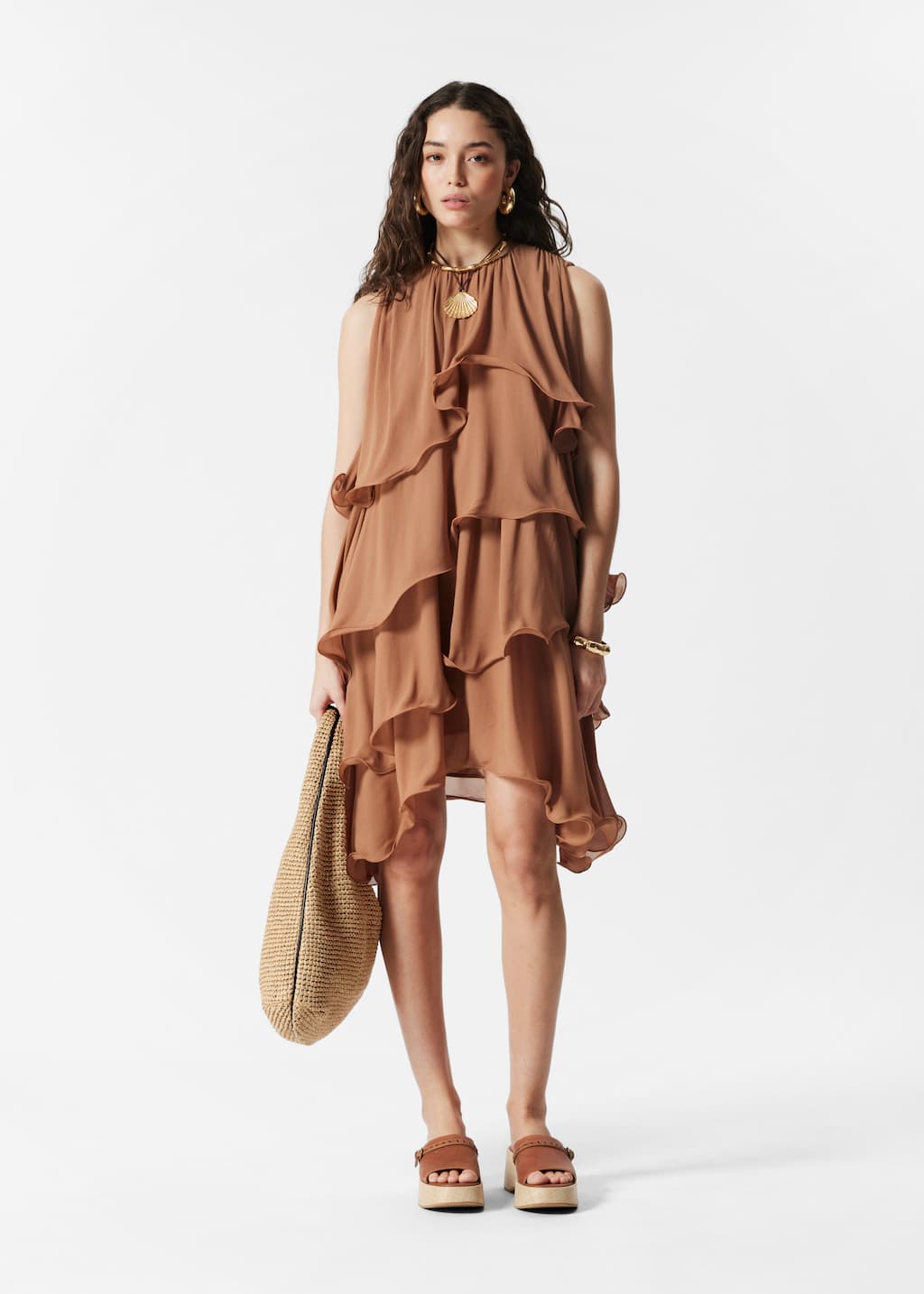 Image of Sleeveless Frill Mini Dress