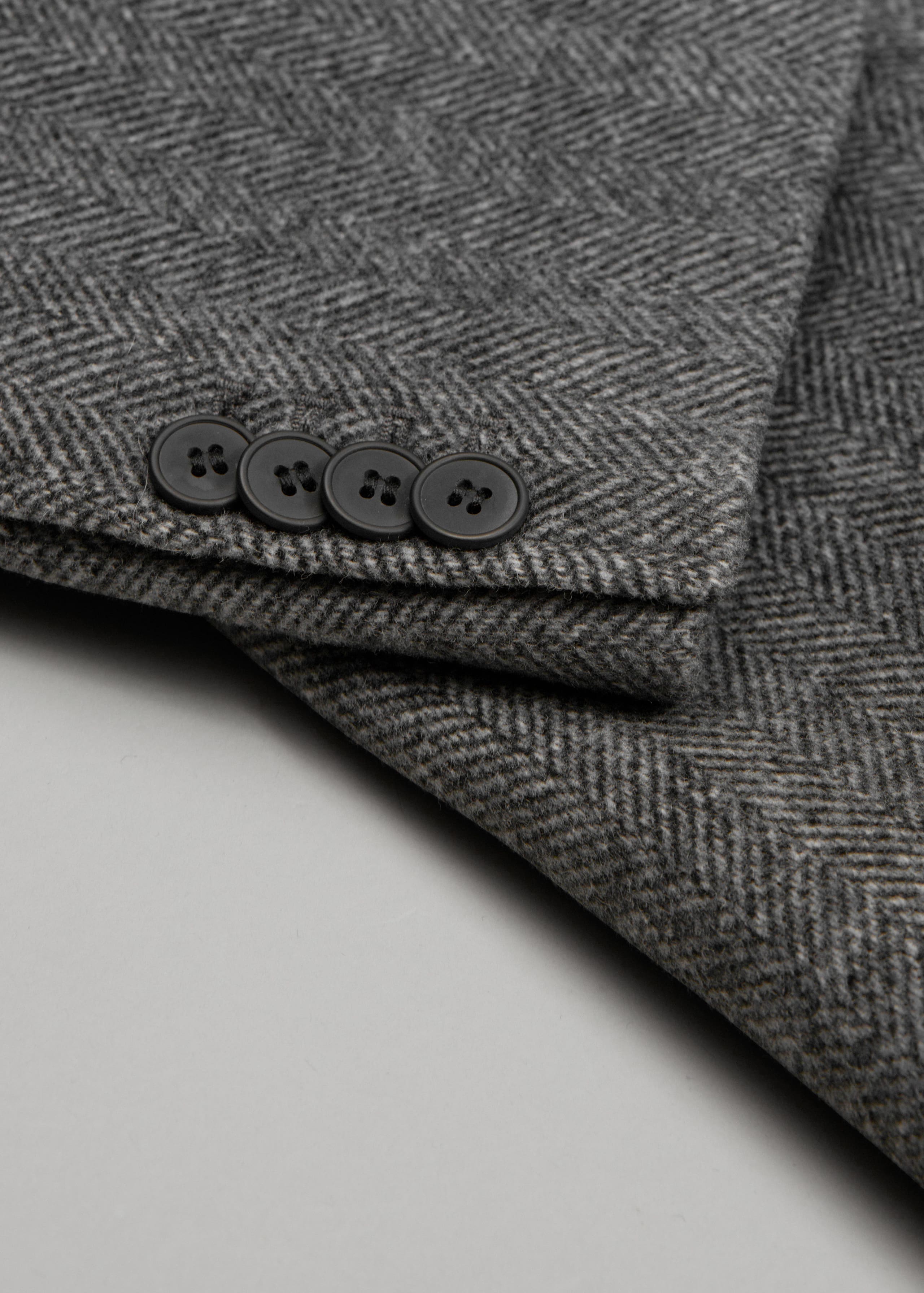 Double-Breasted Herringbone Wool Coat - {{variantName}} - Descriptive Detail