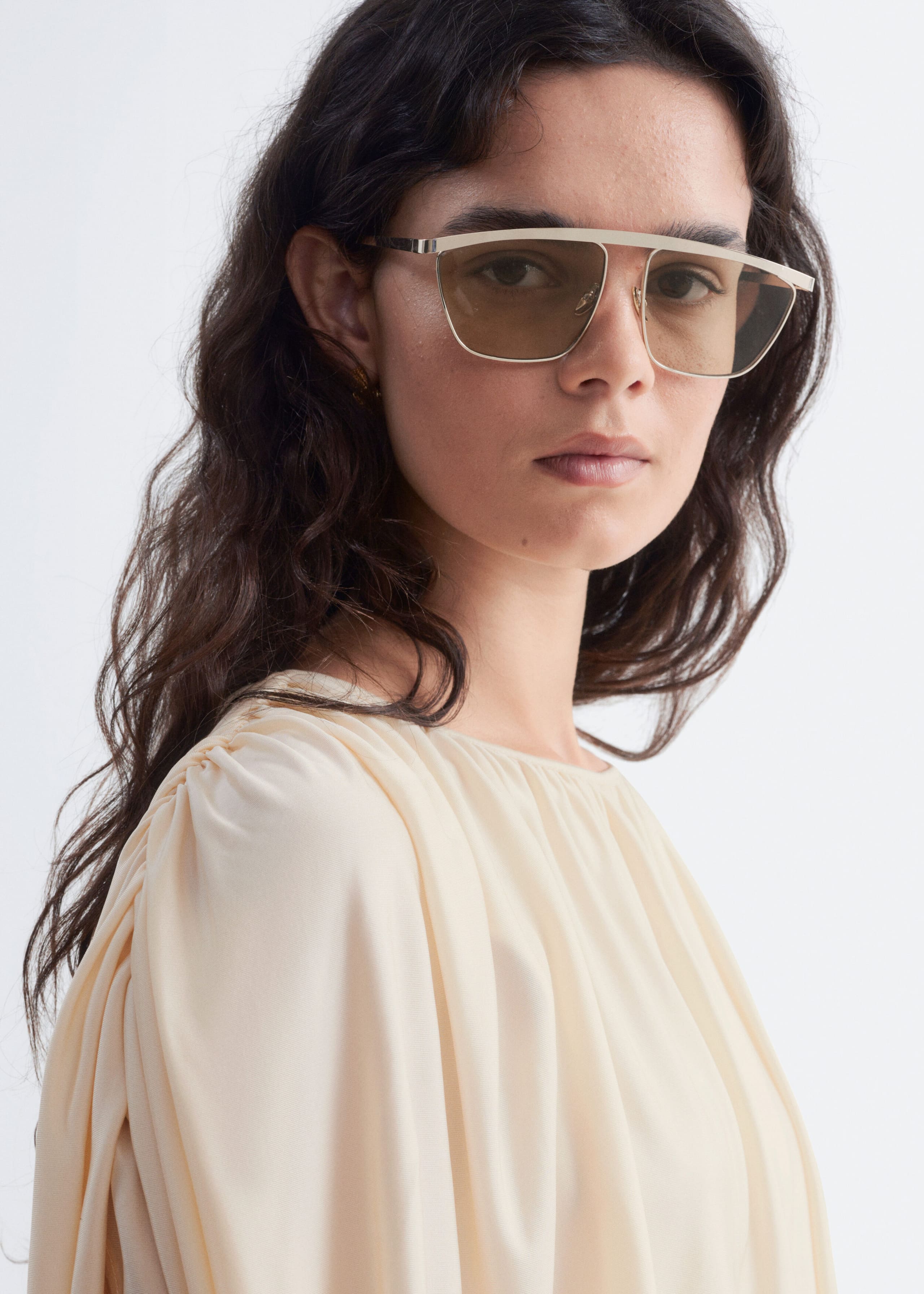 Draped Jersey Top - Light Beige - Lookbook