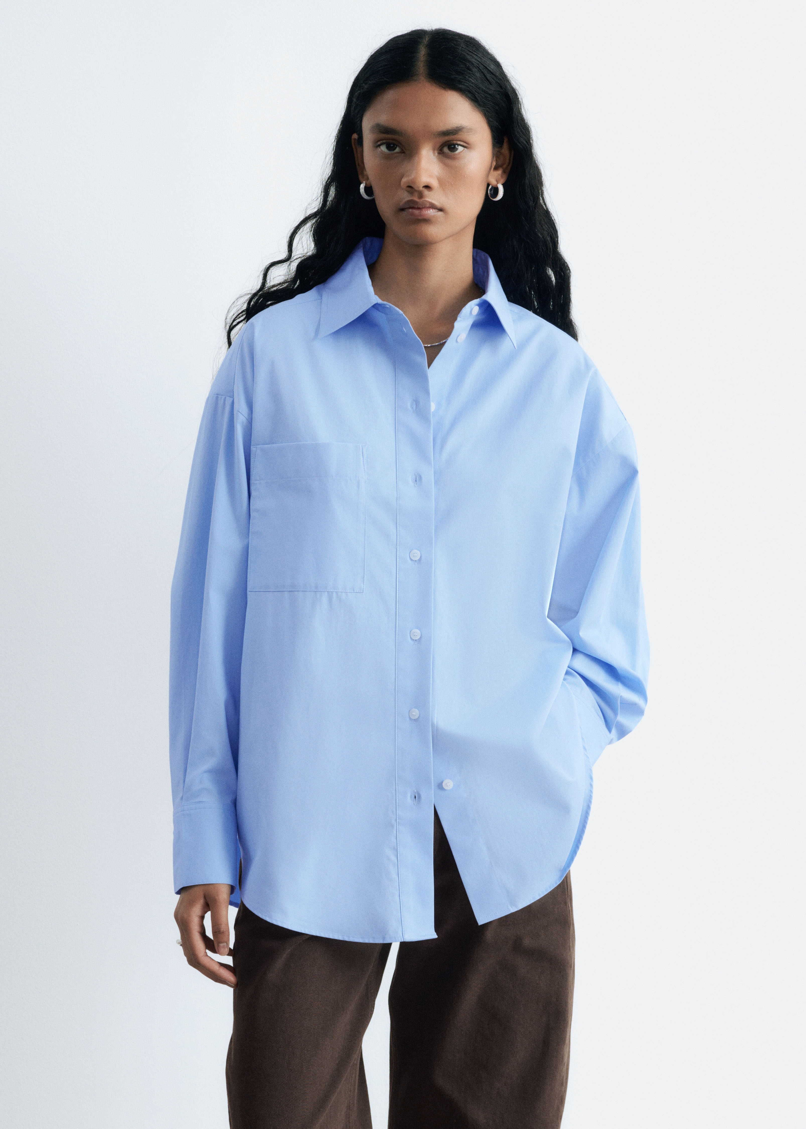Hemd mit Oversized-Passform aus Baumwolle - Blau/Dunkelbraun/Lila/Weiß/Weiß