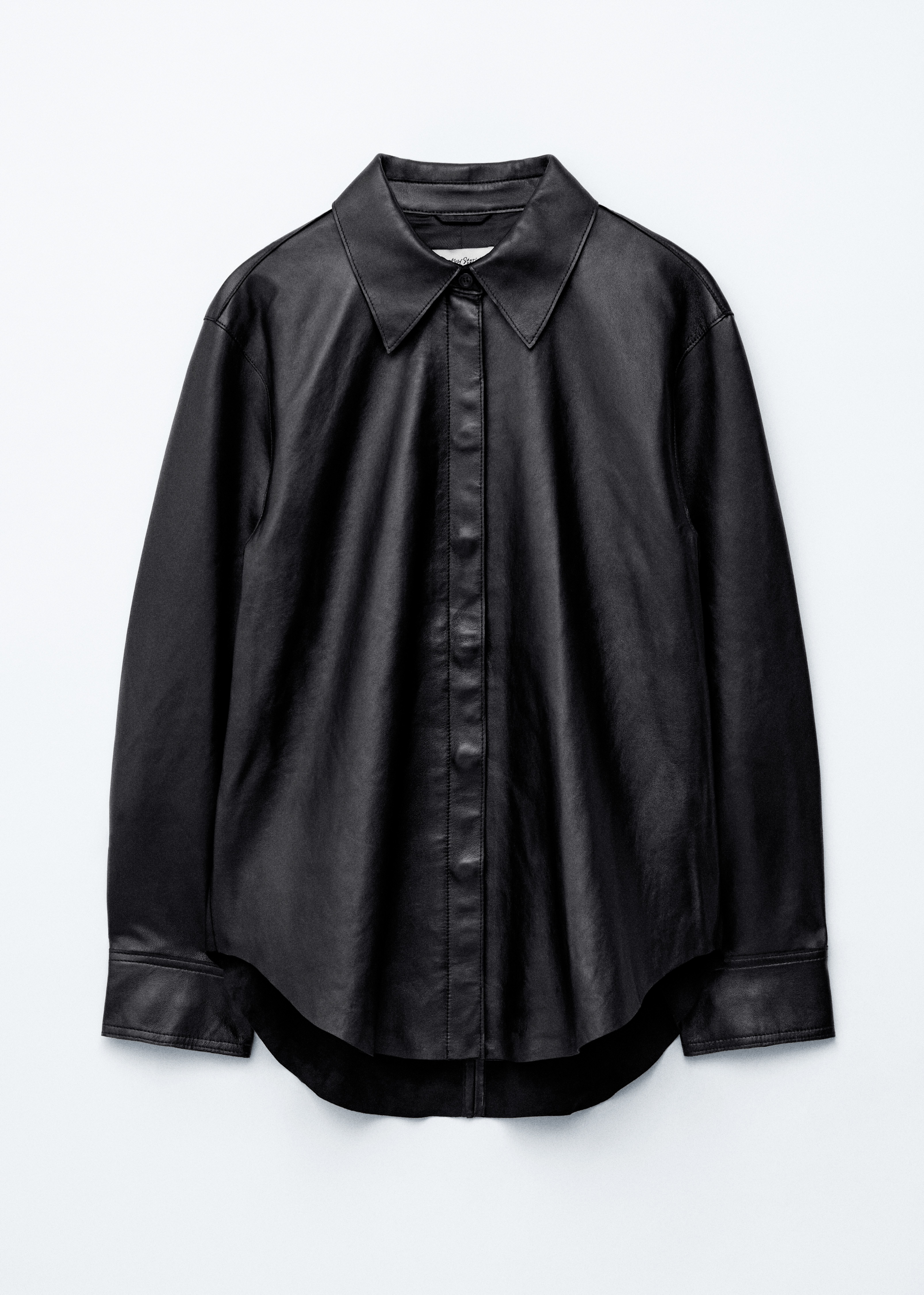 Oversized-Hemd aus Leder - Schwarz