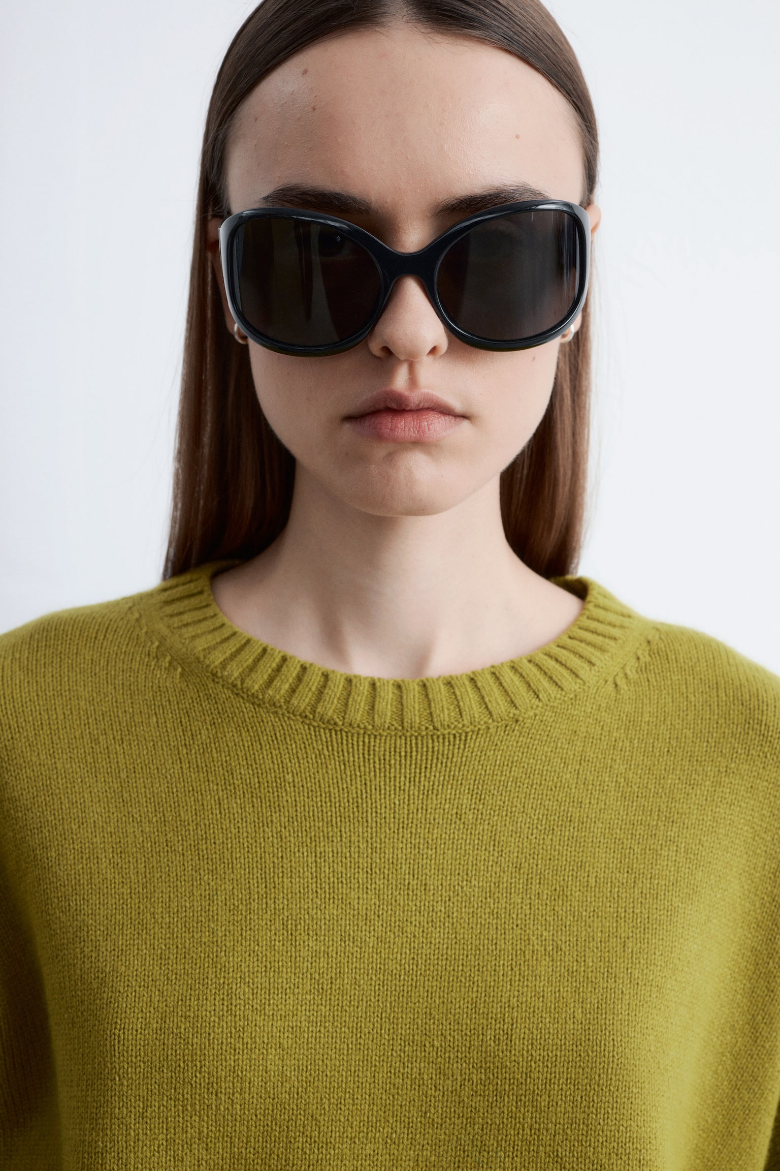 Sveter z kašmíru a bavlny - Khaki zelená/Béžová - 4