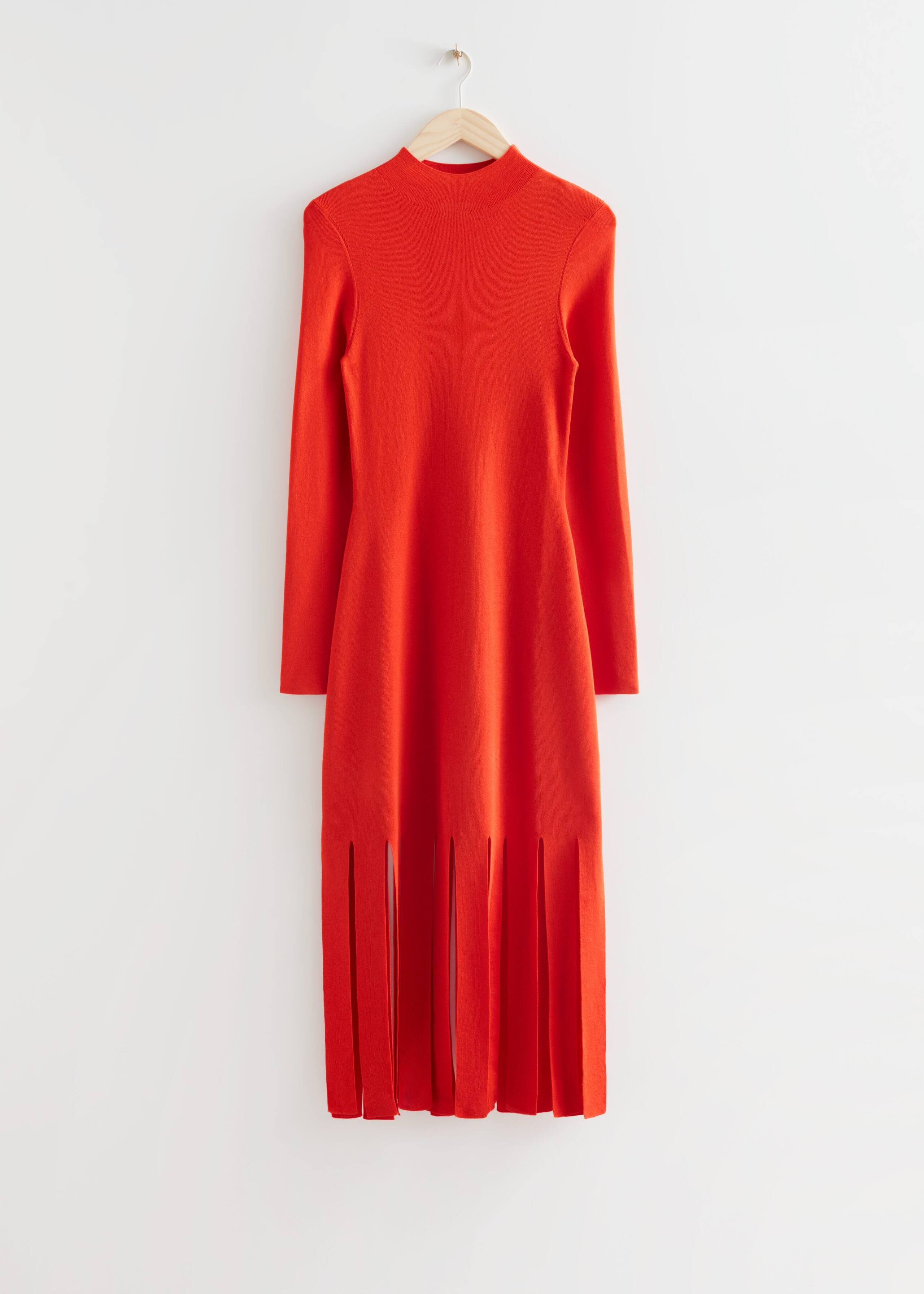 FringedMockNeckMidiDress - Rust - Natura morta