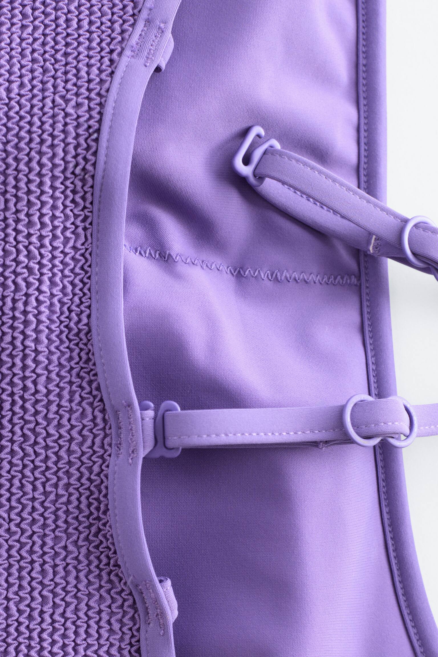 Costume da bagno monospalla in tessuto lavorato-Viola - 6