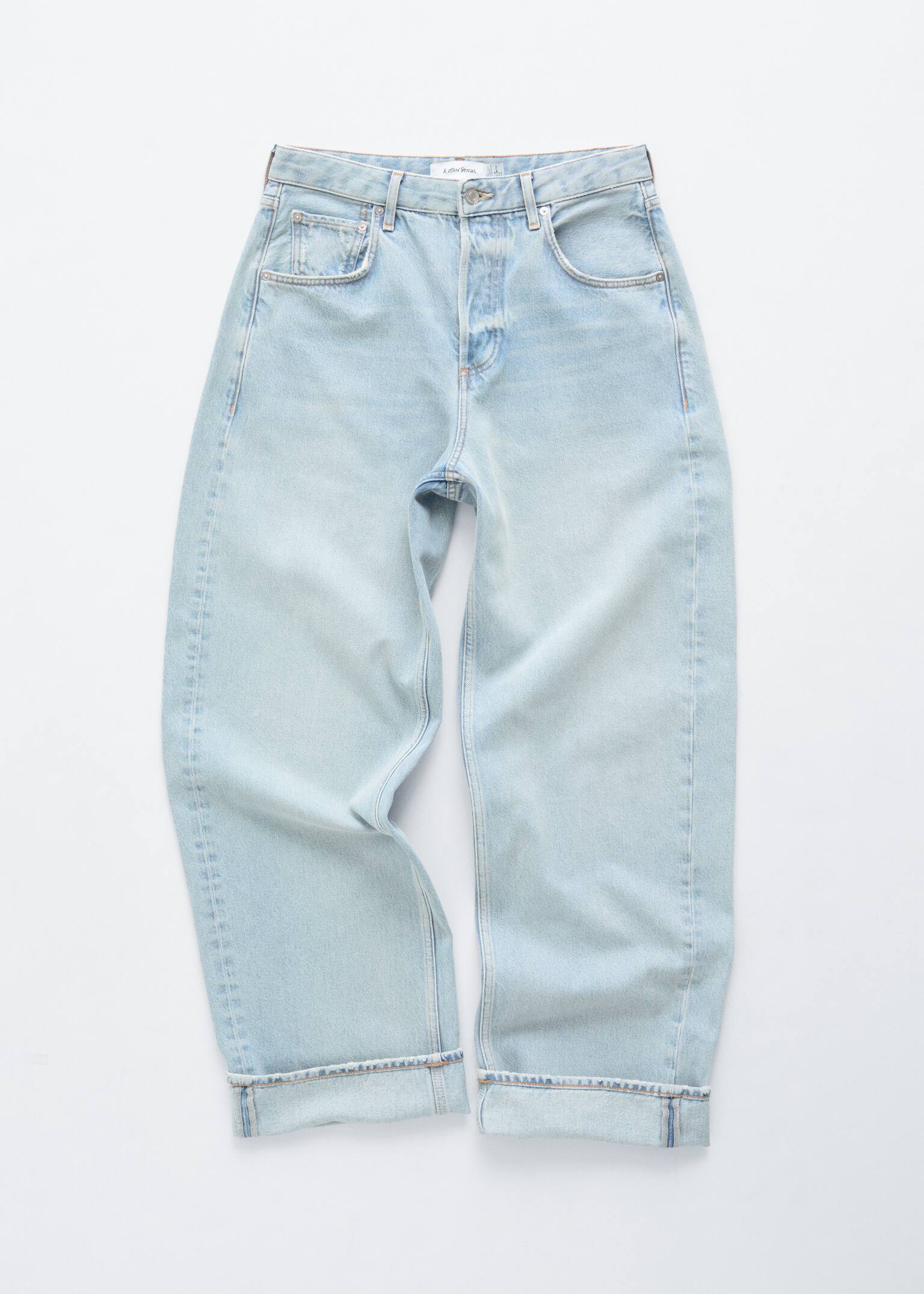Jean barrel - Bleu clair/Marron foncé