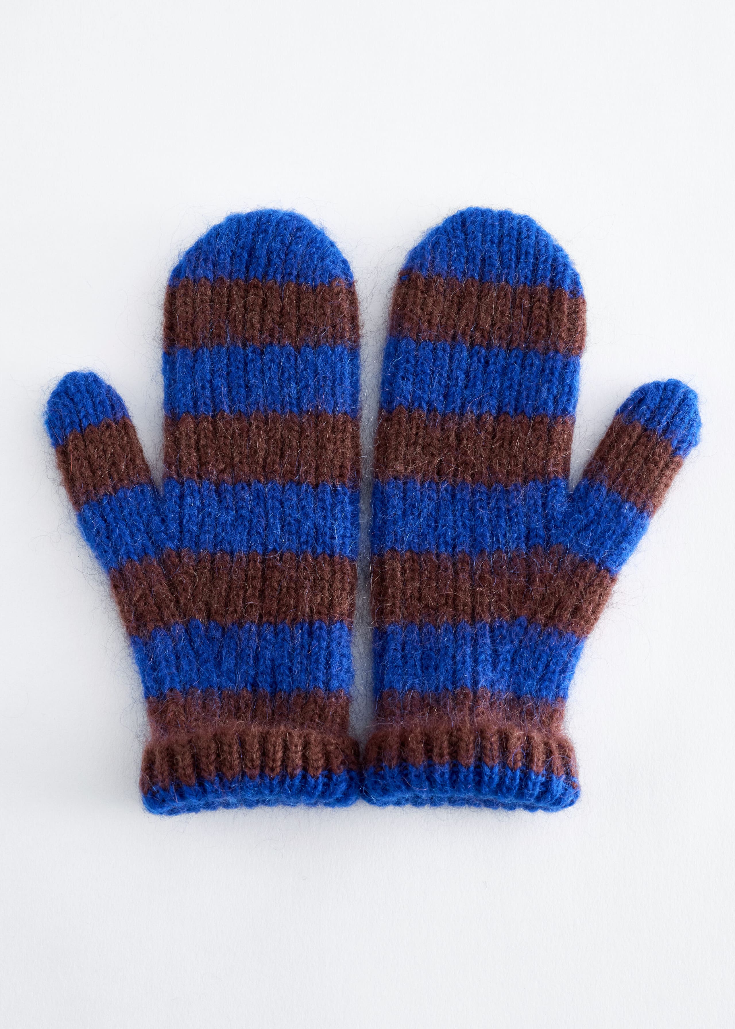 Wool-Mohair Mittens - Blue/Brown - Still Life