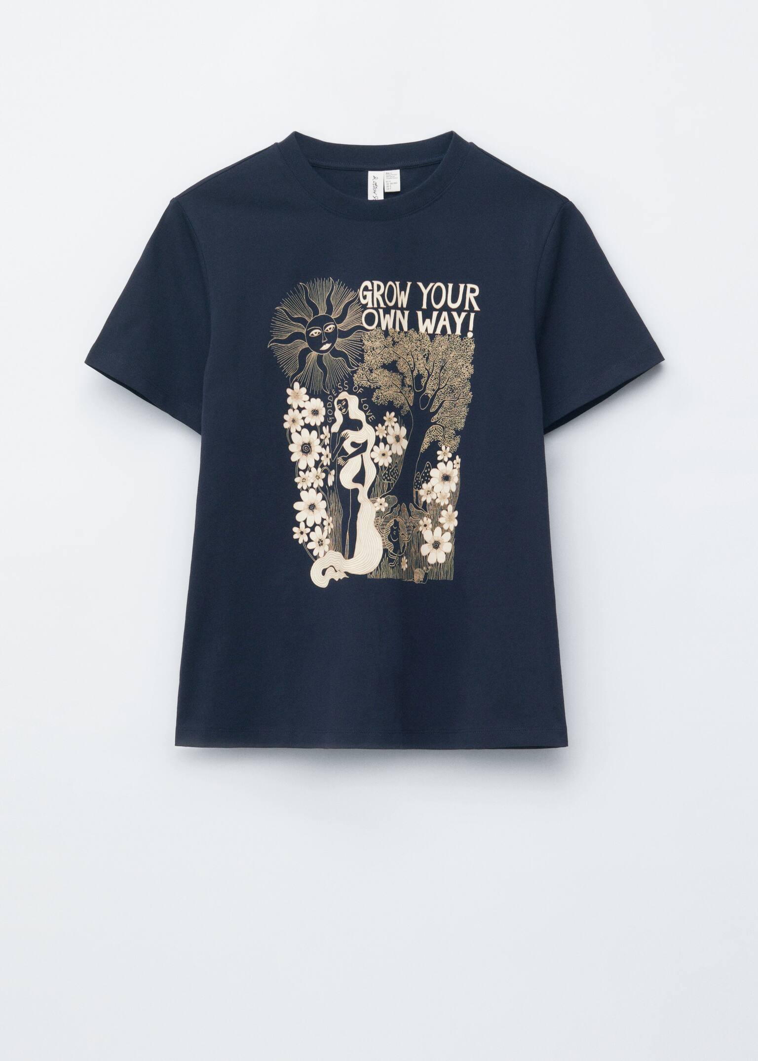Cotton T-shirt - Dark Blue/Print/White Print