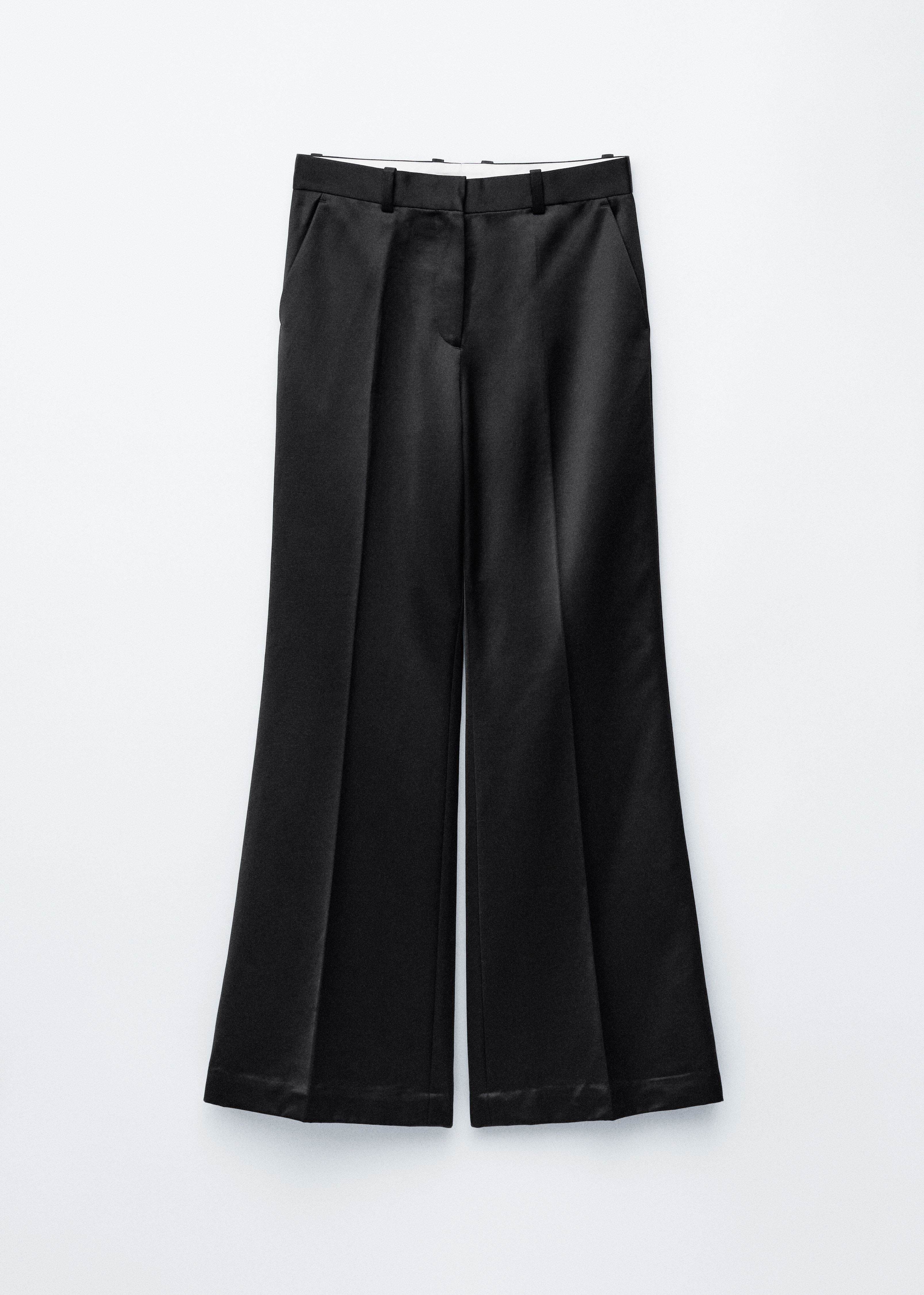 Pantaloni svasati con pieghe pressate - Nero/Beige