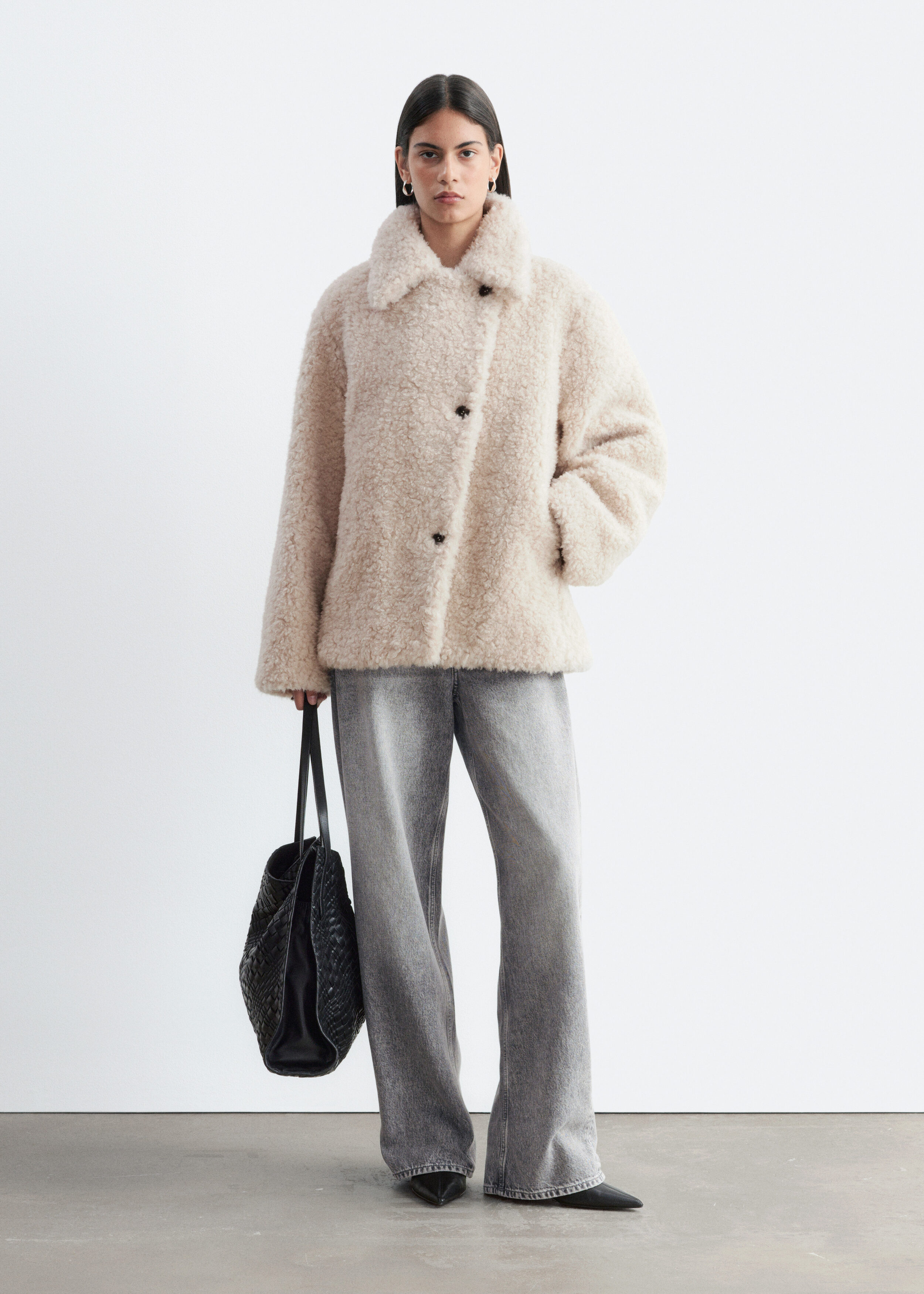 Wool-Blend Faux-Fur Jacket