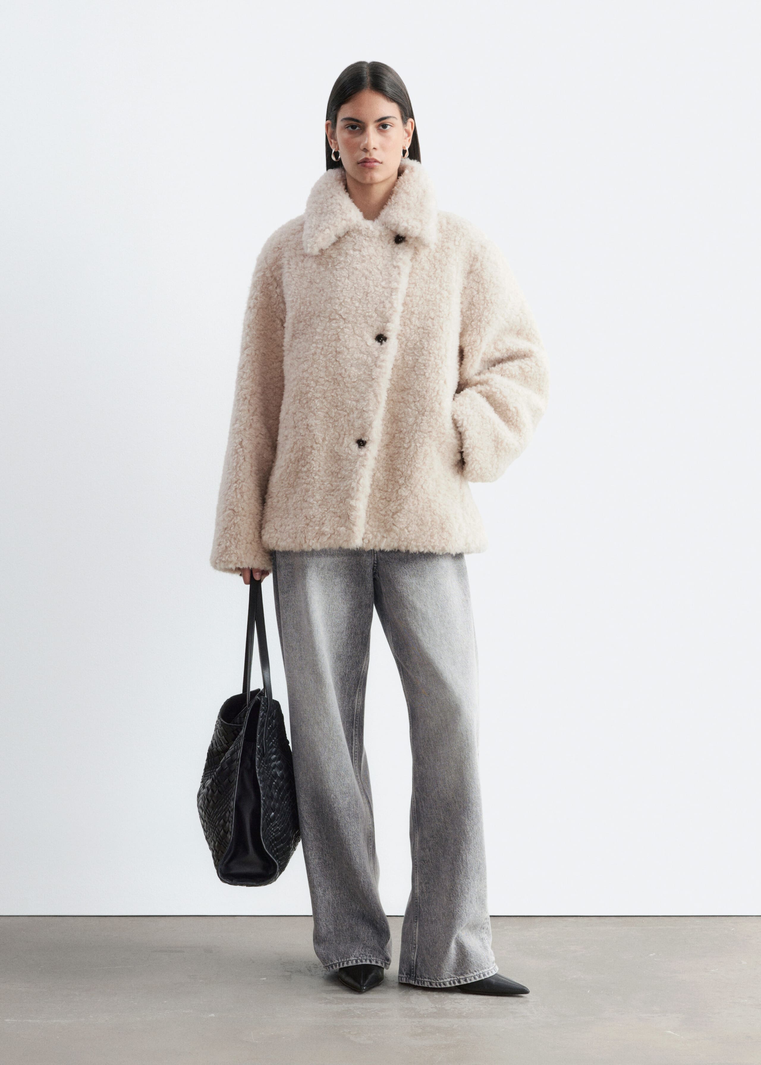 Wool-Blend Faux-Fur Jacket - Beige - Lookbook
