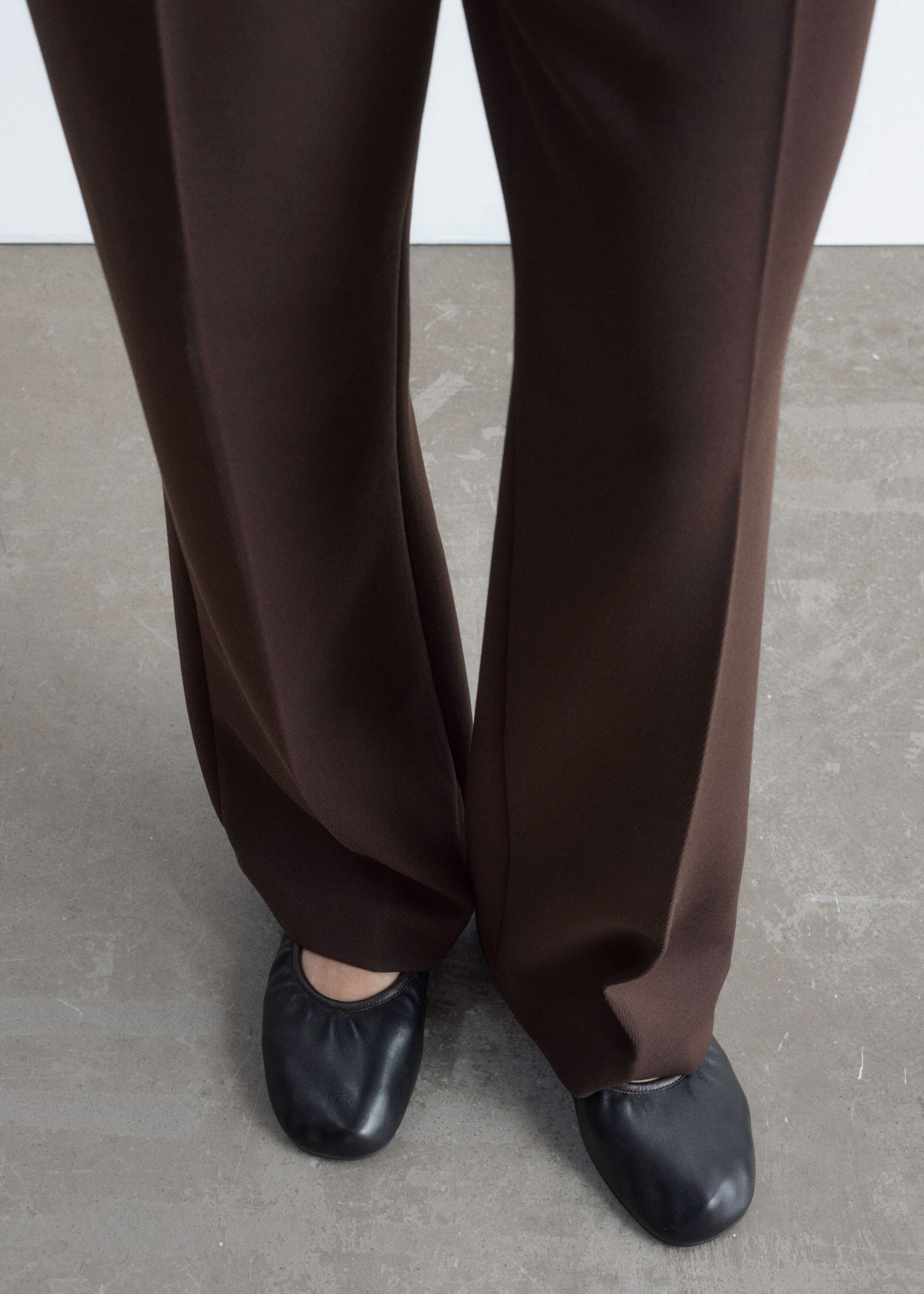 Tailored Press Crease Trousers - Dark Brown - Lookbook