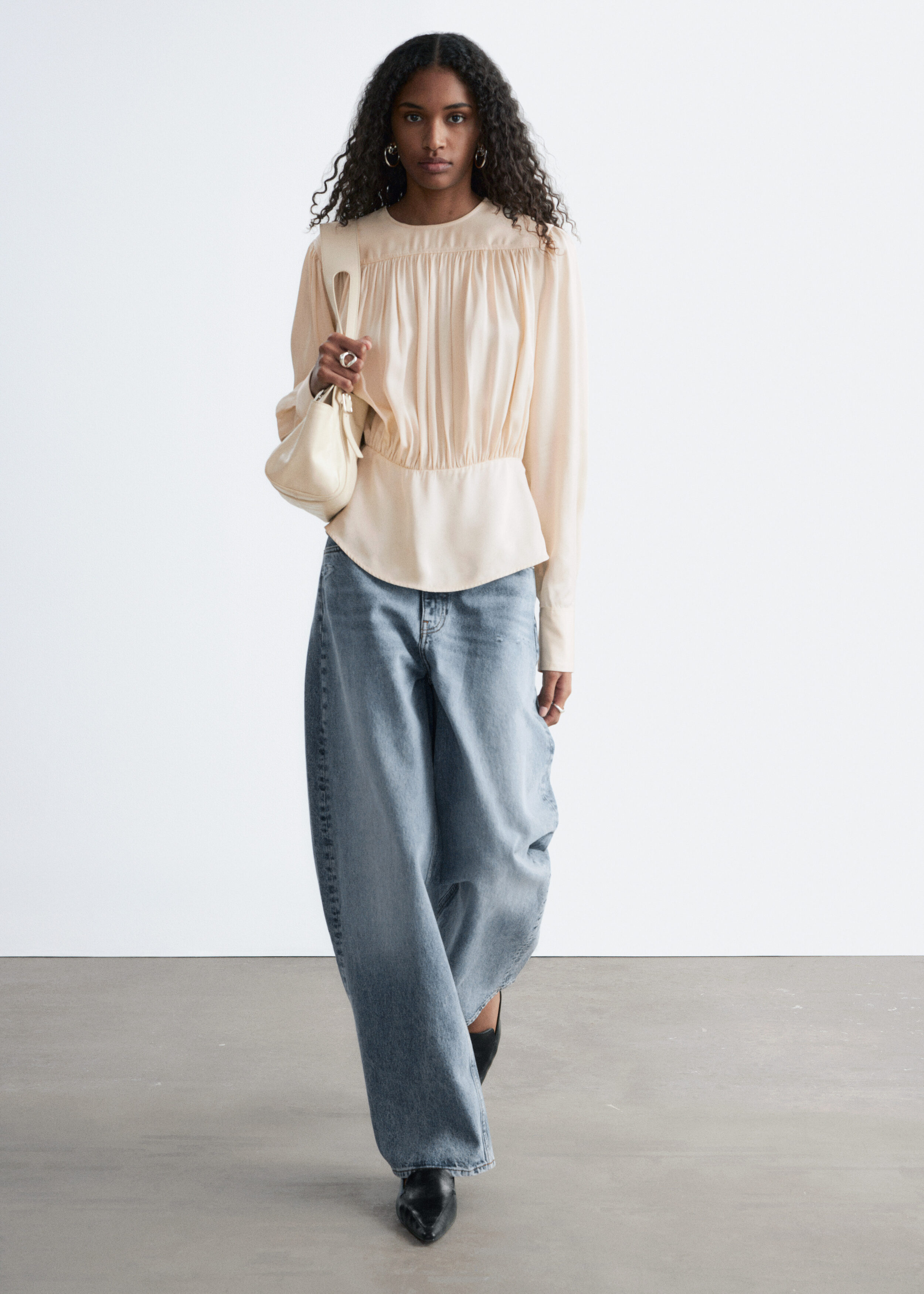 Folded Stand-Collar Blouse - Off-white - & Other Stories US