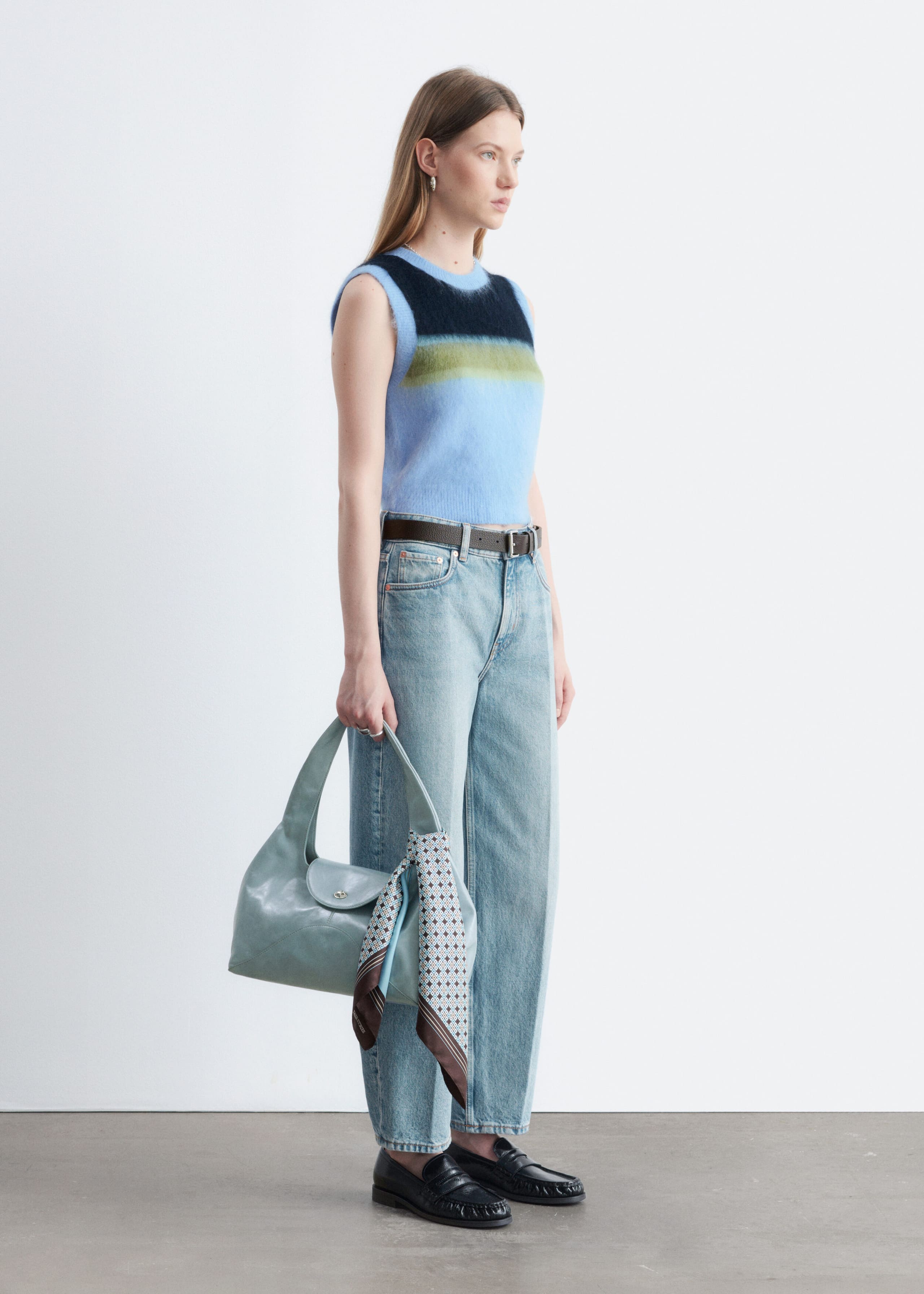 Knitted Mohair-Blend Vest - Light Blue/Multi Colour - Lookbook
