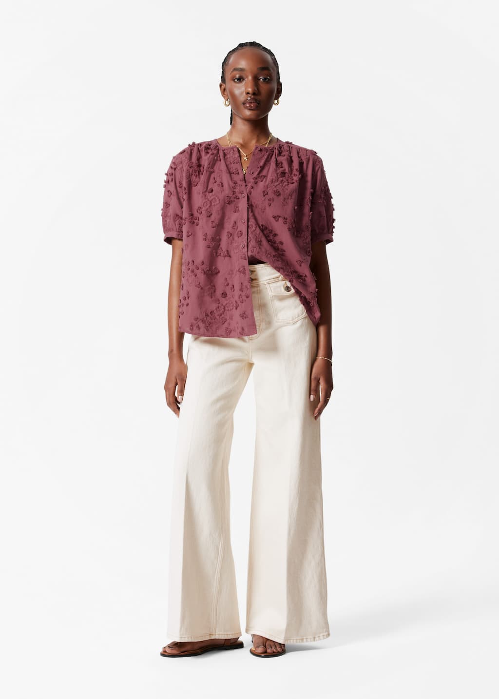 Image of Oversized Puff-Sleeve Blouse