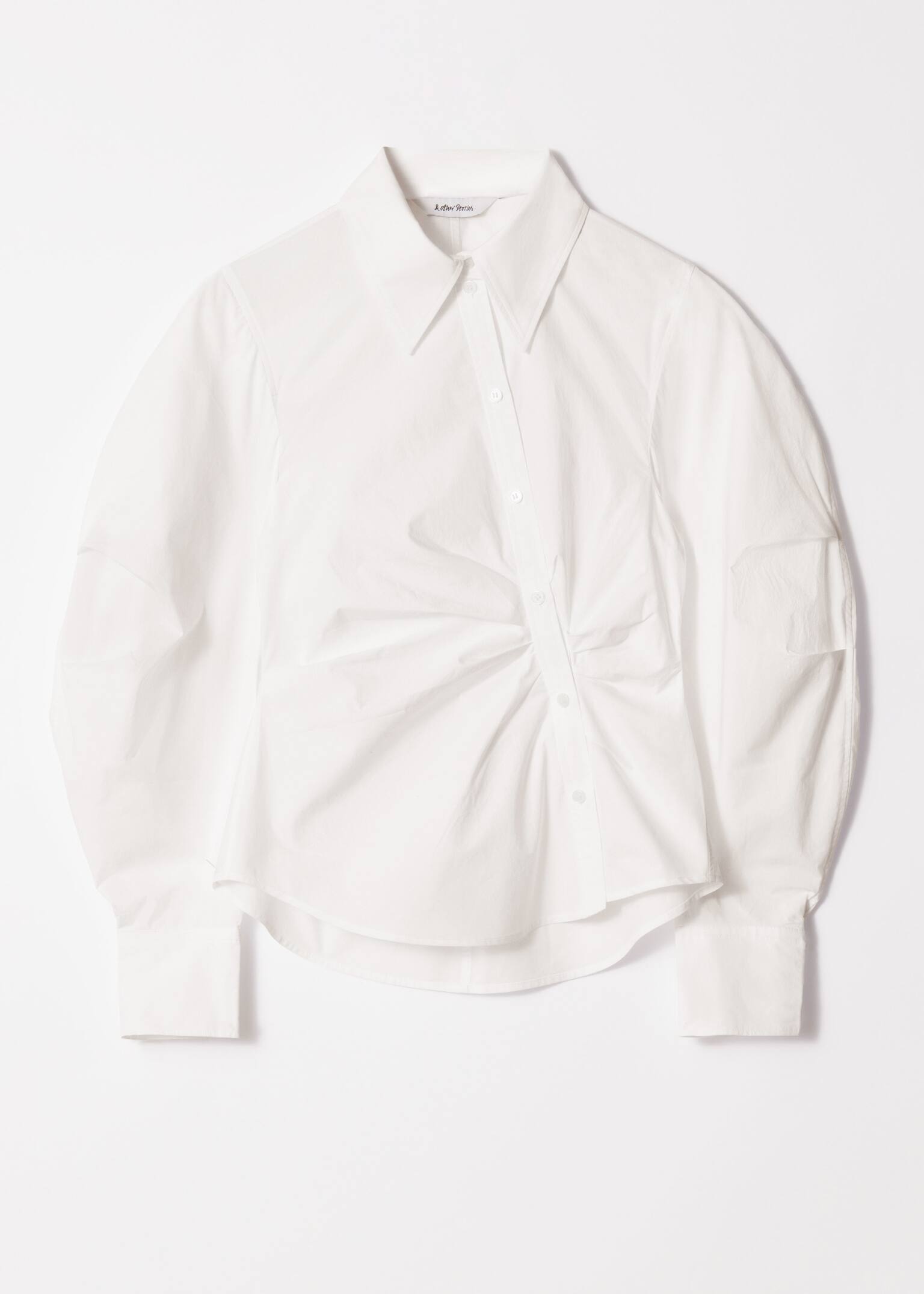 Asymmetrisches Hemd aus Baumwolle - Weiß/Mittelblau - 2