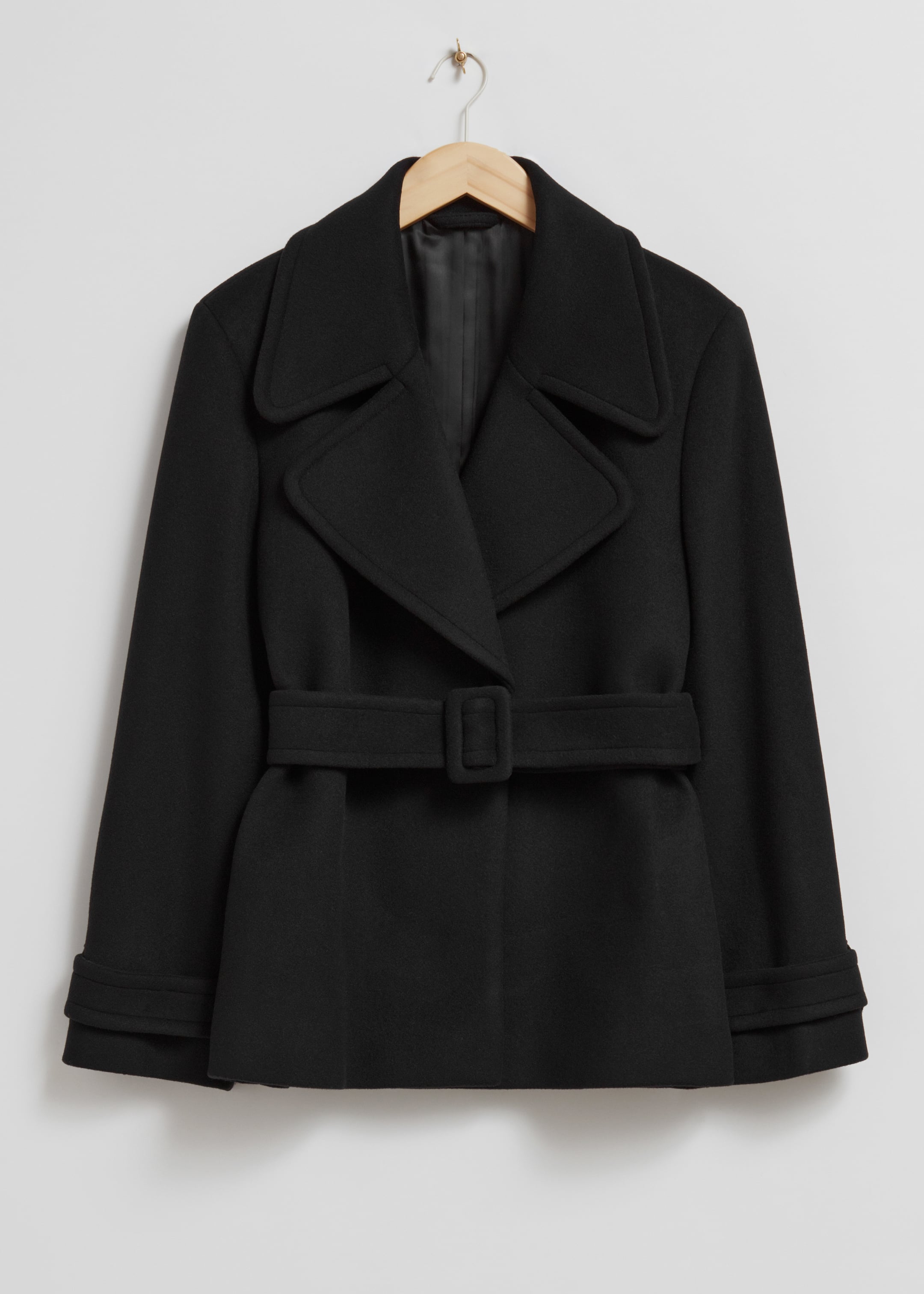 Größeres Bild ansehen: Wolljacke mit Gürtel - Schwarz - Ladies | H&M DE 1