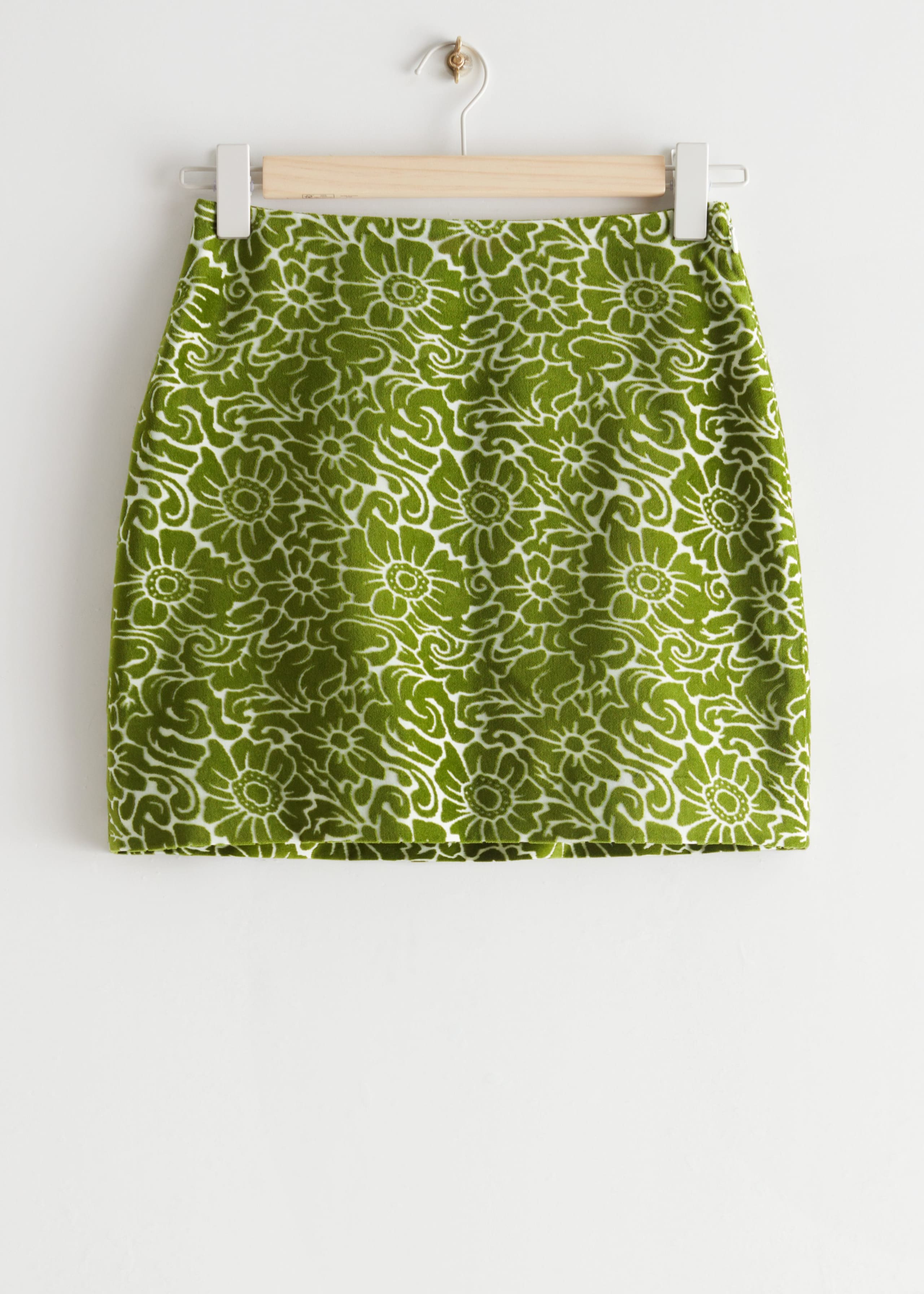 Straight Mini Skirt - Green Velvet - Natura morta