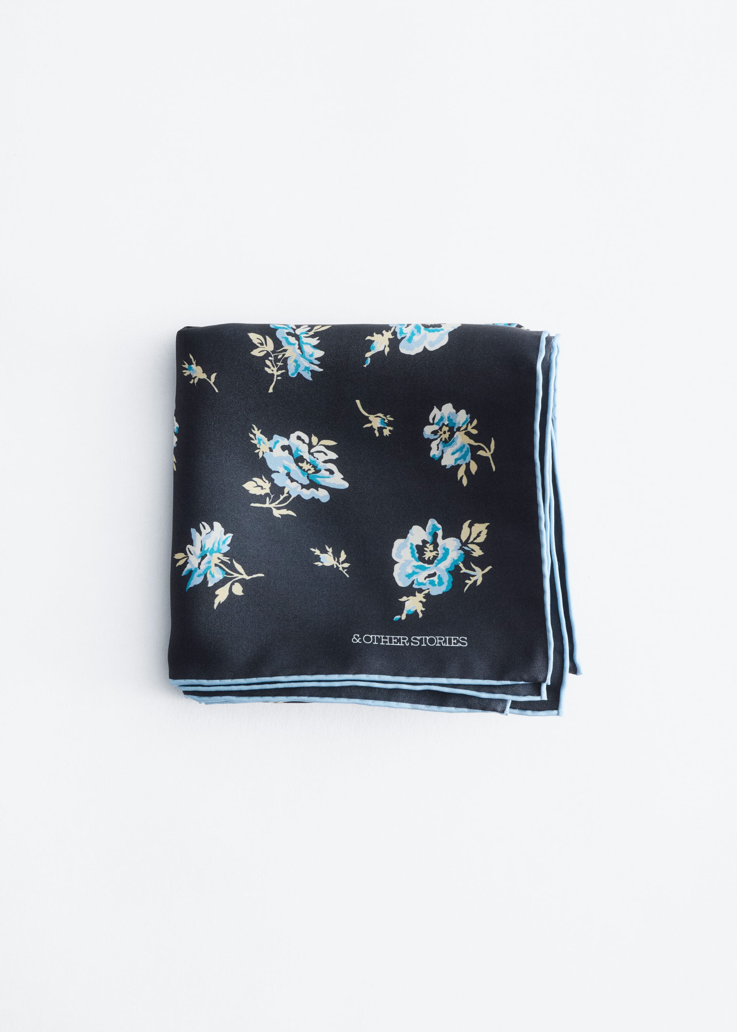Floral Silk Scarf - Black/Blue Floral - Still Life