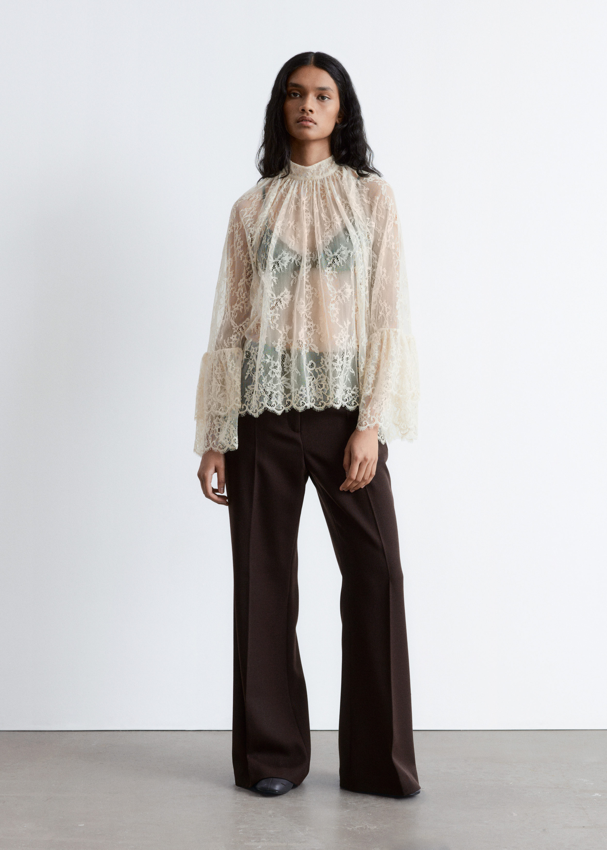 Flounced Lace Blouse - Cream - Blouses - & Other Stories AD
