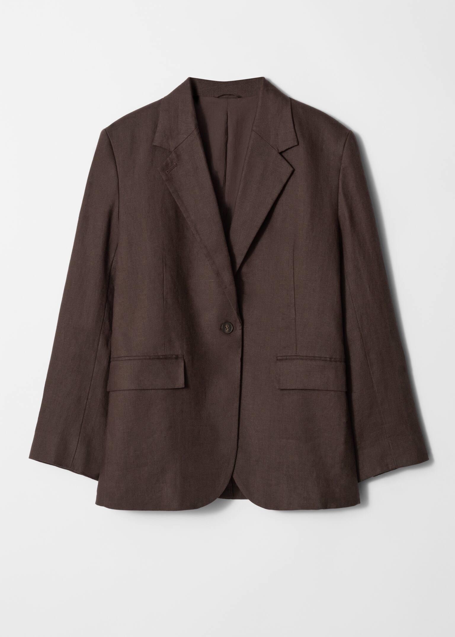 Blazer monopetto in lino - Marrone scuro