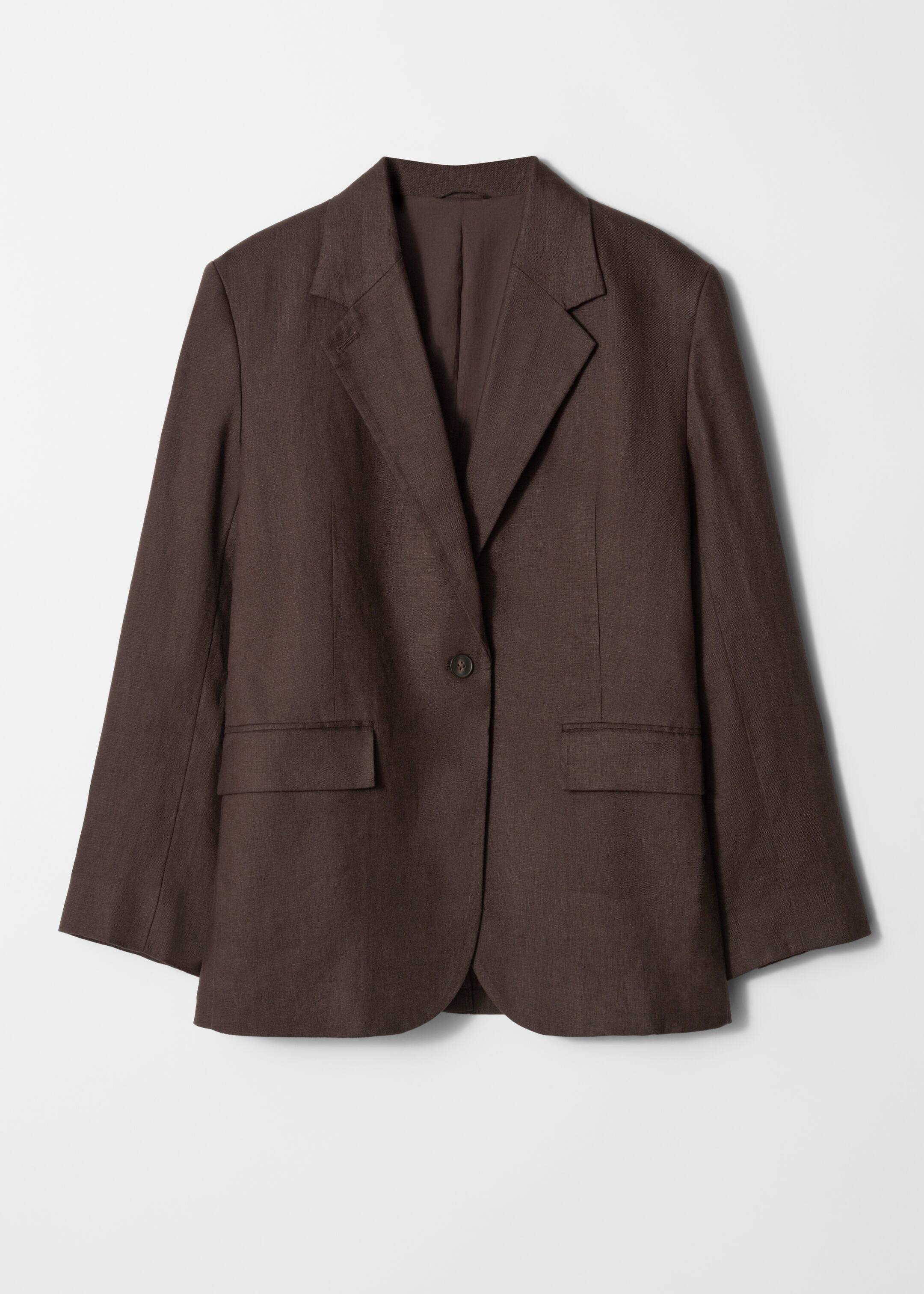 Grotere afbeelding bekijken: Single-Breasted Linen Blazer - Donkerbruin - DAMES | H&M BE 5
