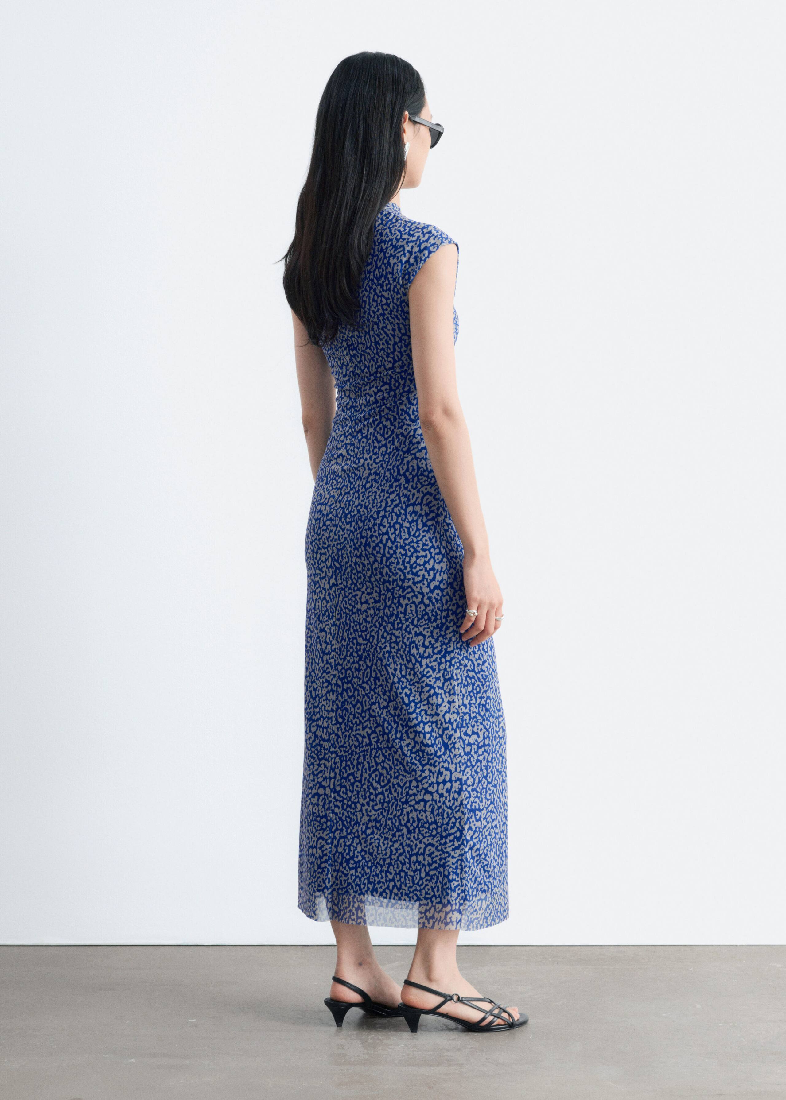 Ruched Jersey Dress - Blue/Leopard Print - Lookbook