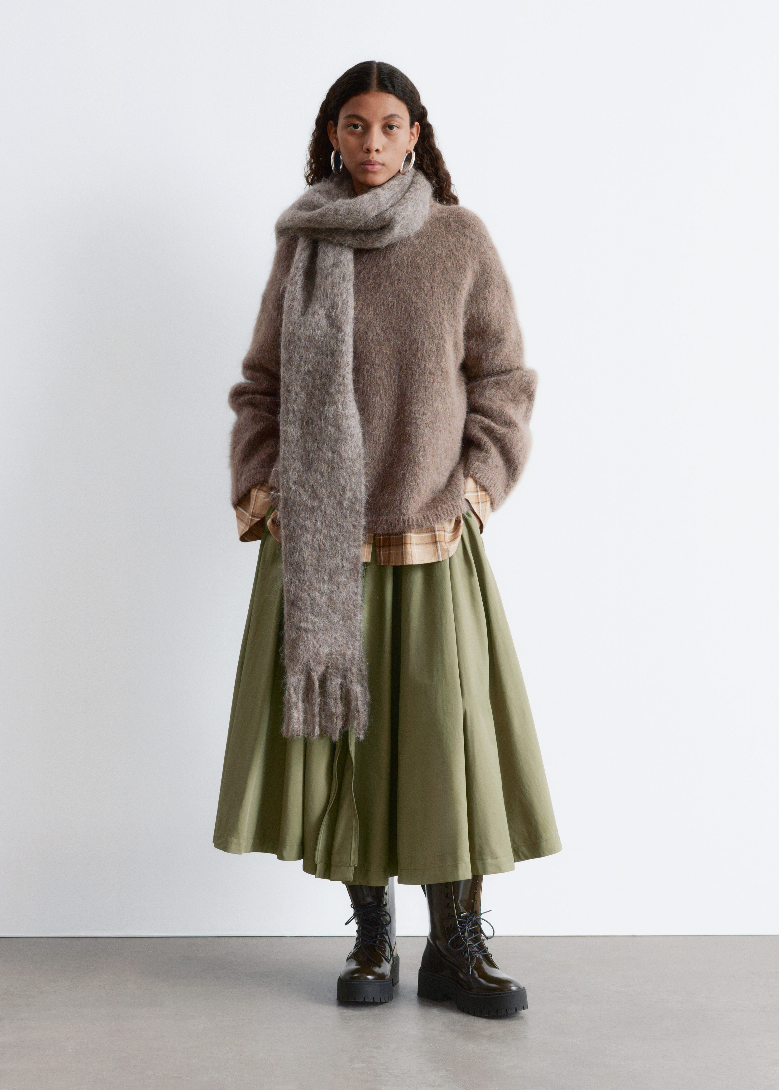 Verybrain mohair lip cardigan、Skirtセット 