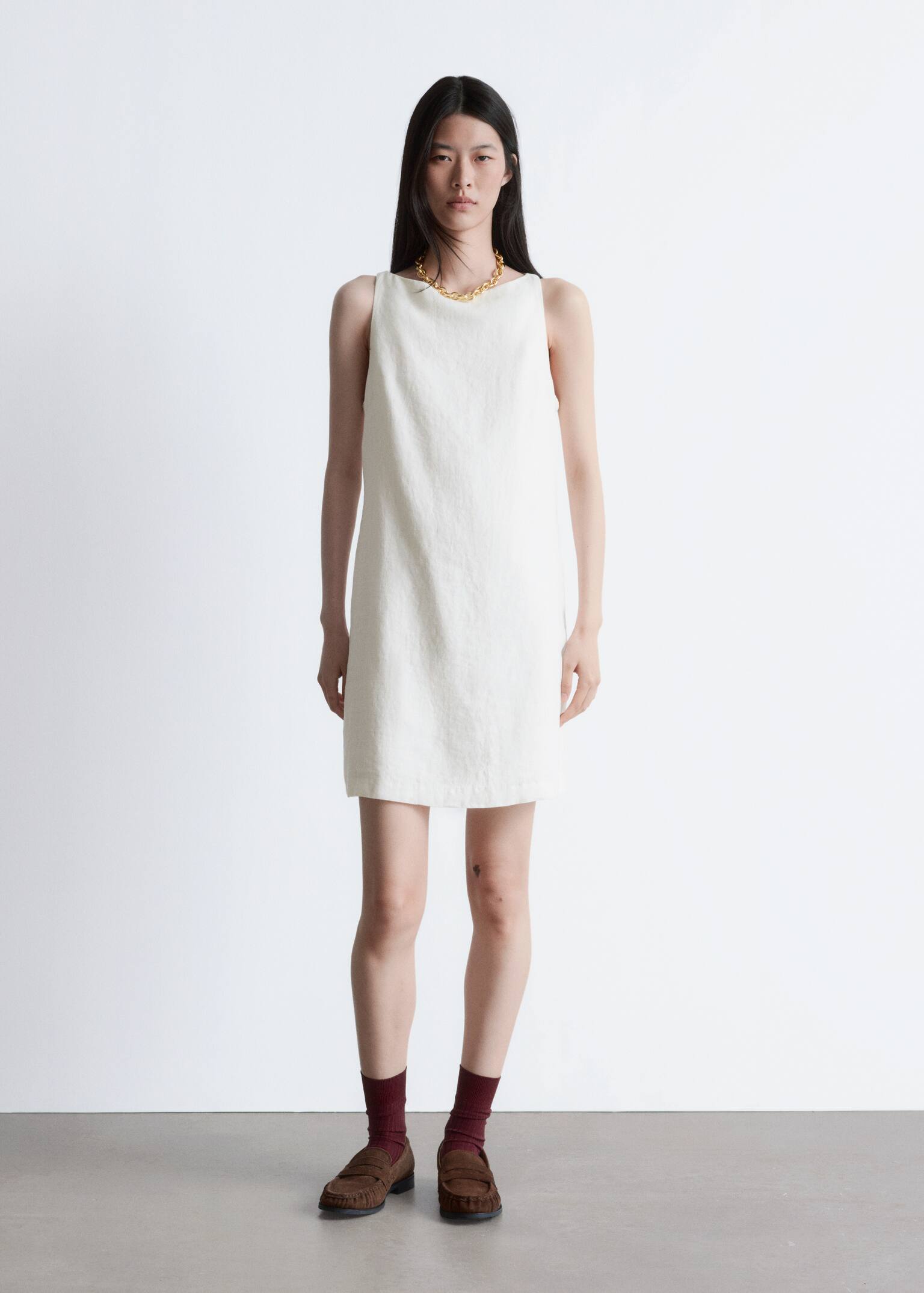 Minikleid aus Leinen - Weiß - 5