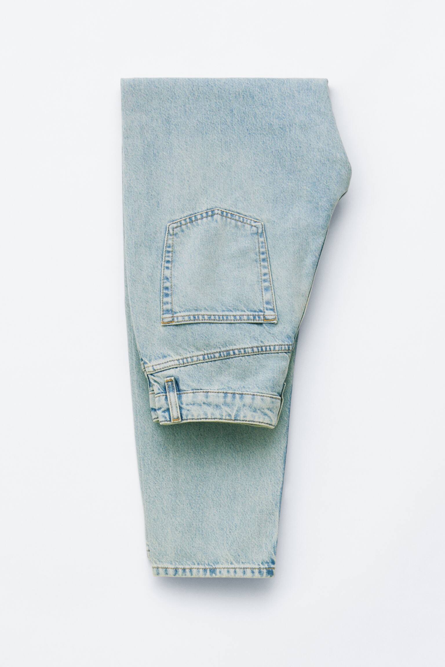 Jeans met rechte pijpen en hoge taille - Lichtblauw/Felrood - 4
