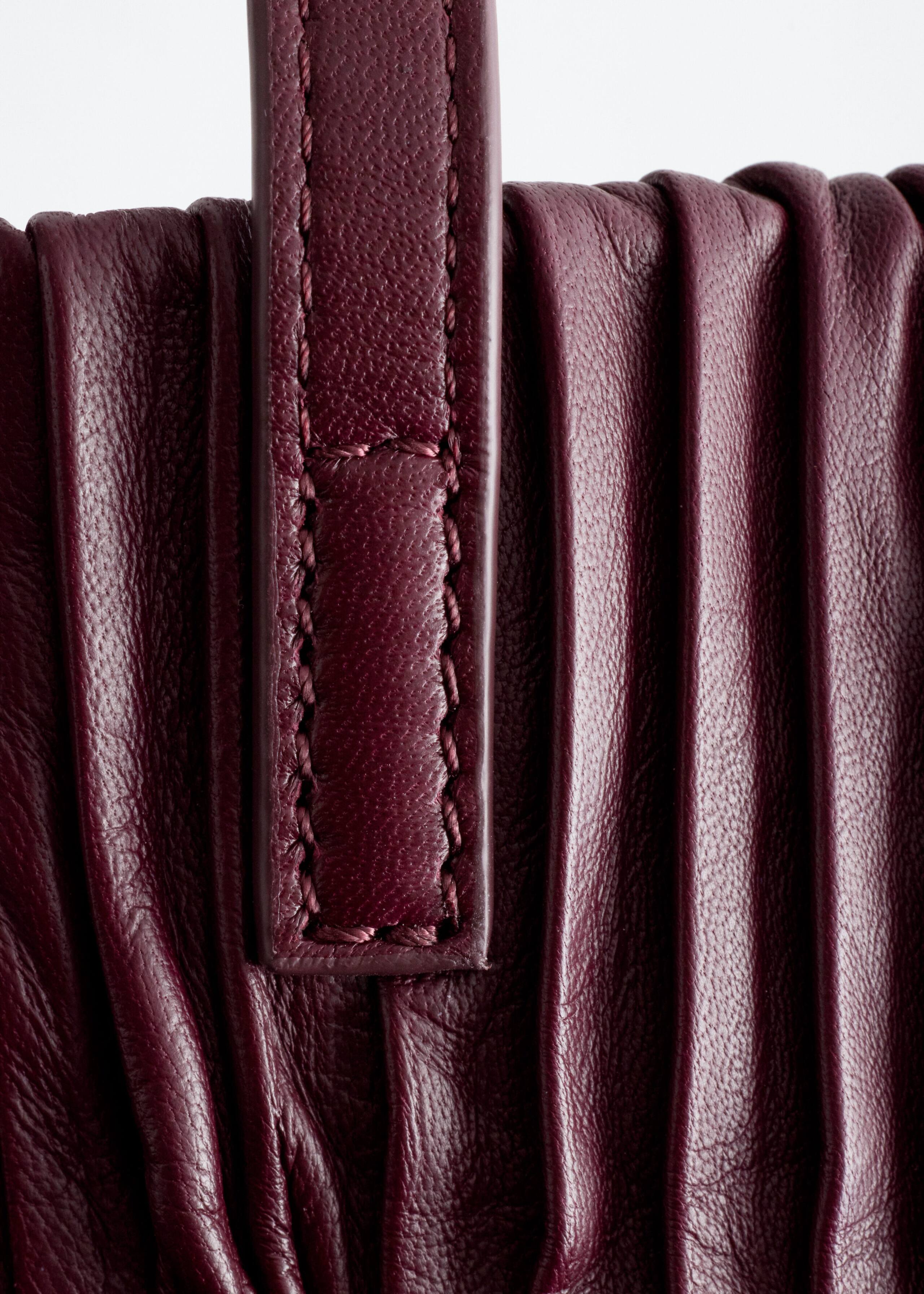 Ruched Leather Mini Bag - Dark Red - Still Life