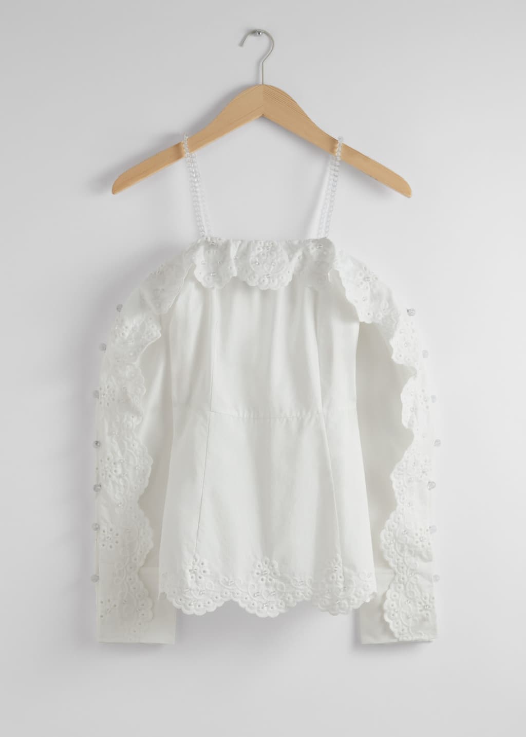 Scalloped Off-Shoulder Blouse - White - Still Life