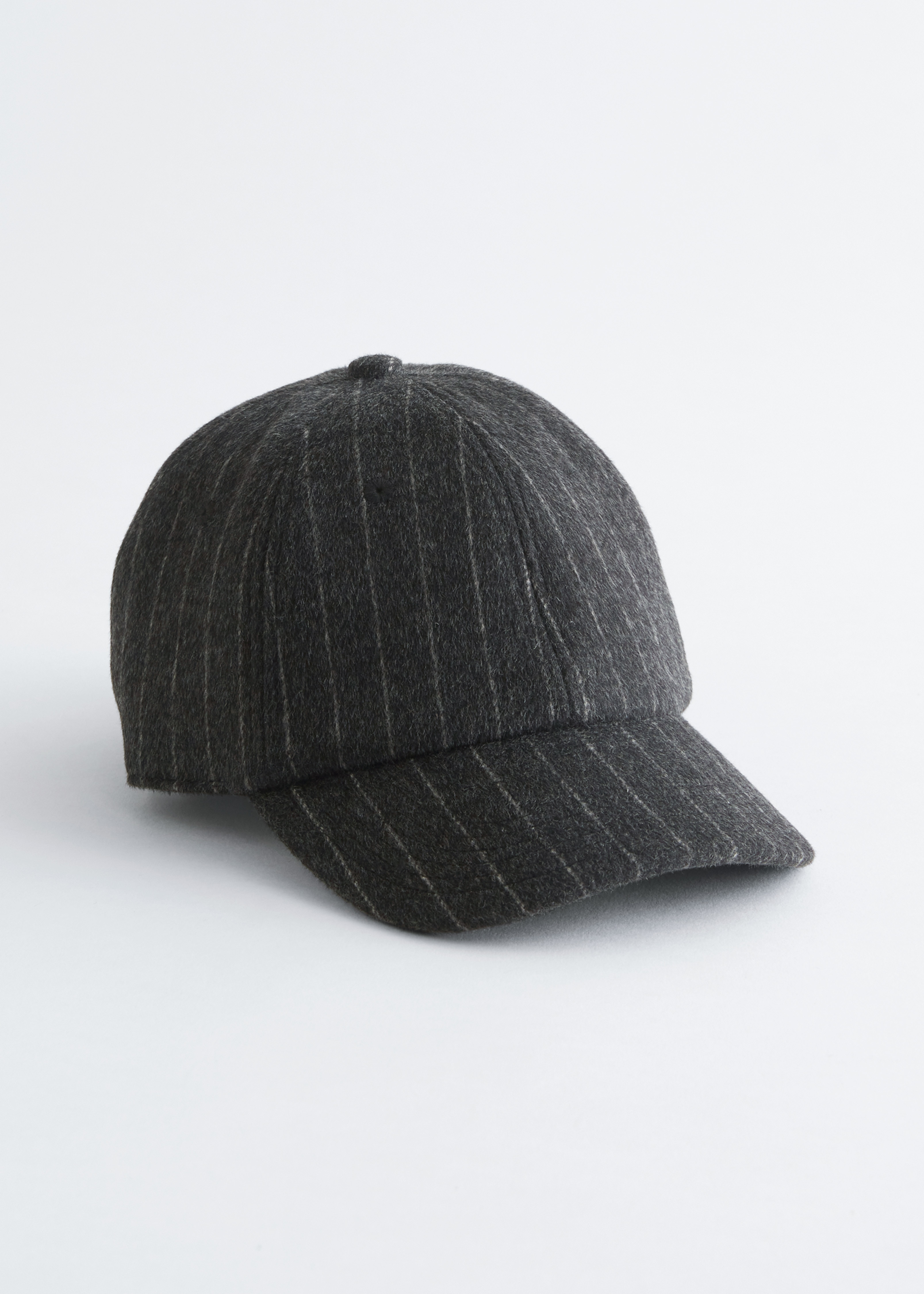 Wool-Blend Felt Baseball Cap - Dark Grey Pinstripe