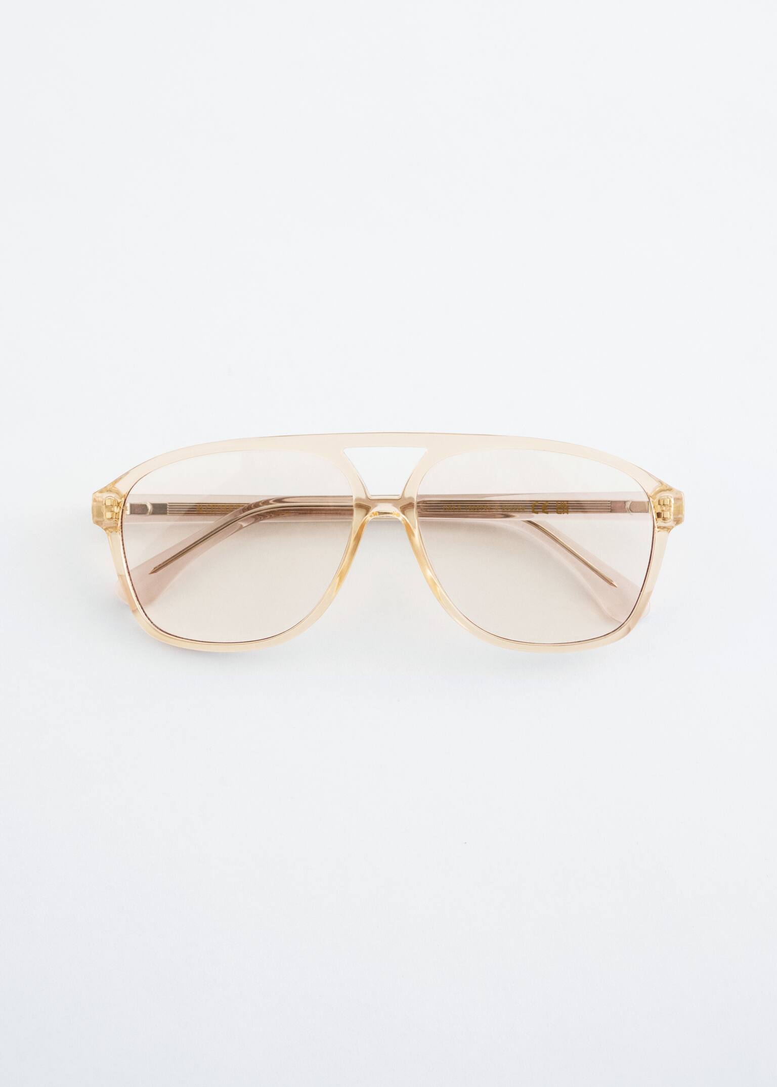 Oversized Aviator Sunglasses - White/Transparent/Brown/Yellow/Dark Brown - 1