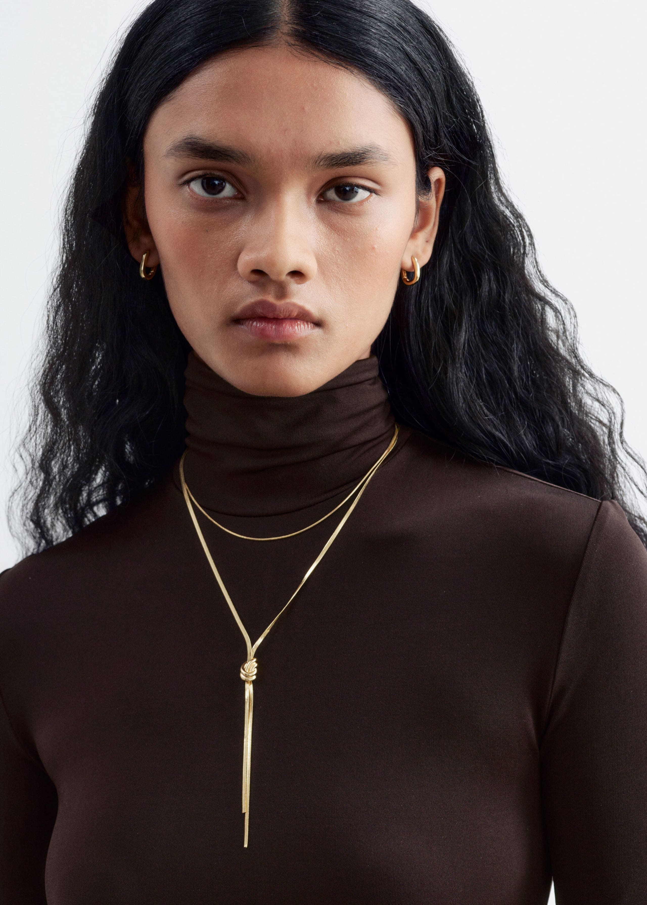 Knot-Detail Lariat Necklace - Gold - Lookbook
