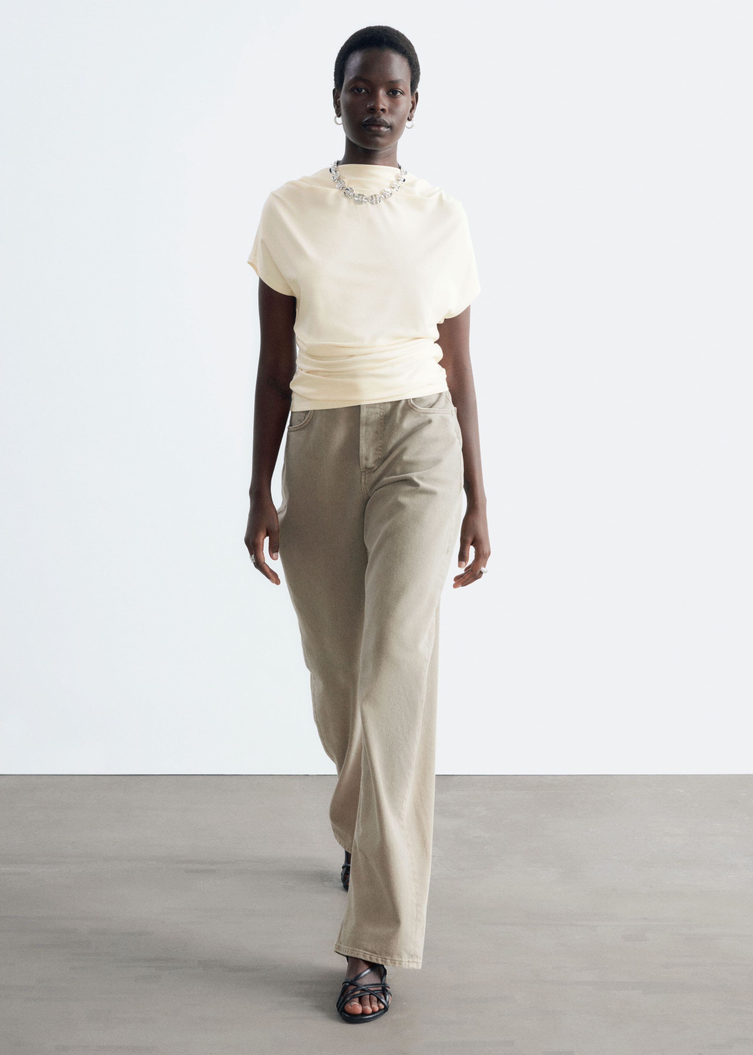 Draped Cowl-Neck Top - Black - Lookbook