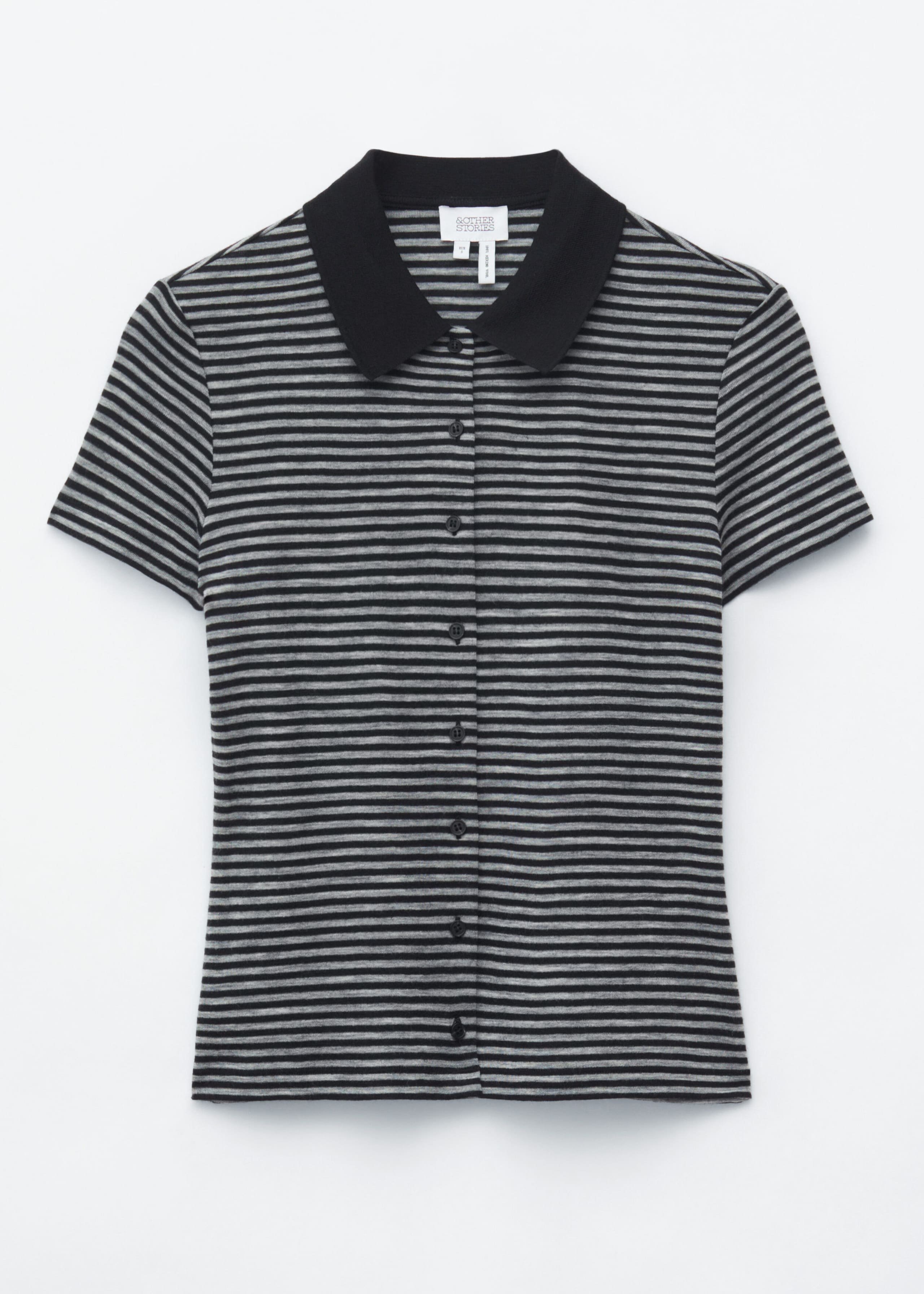 Buttoned Jersey Top - Grey/Black - Still Life