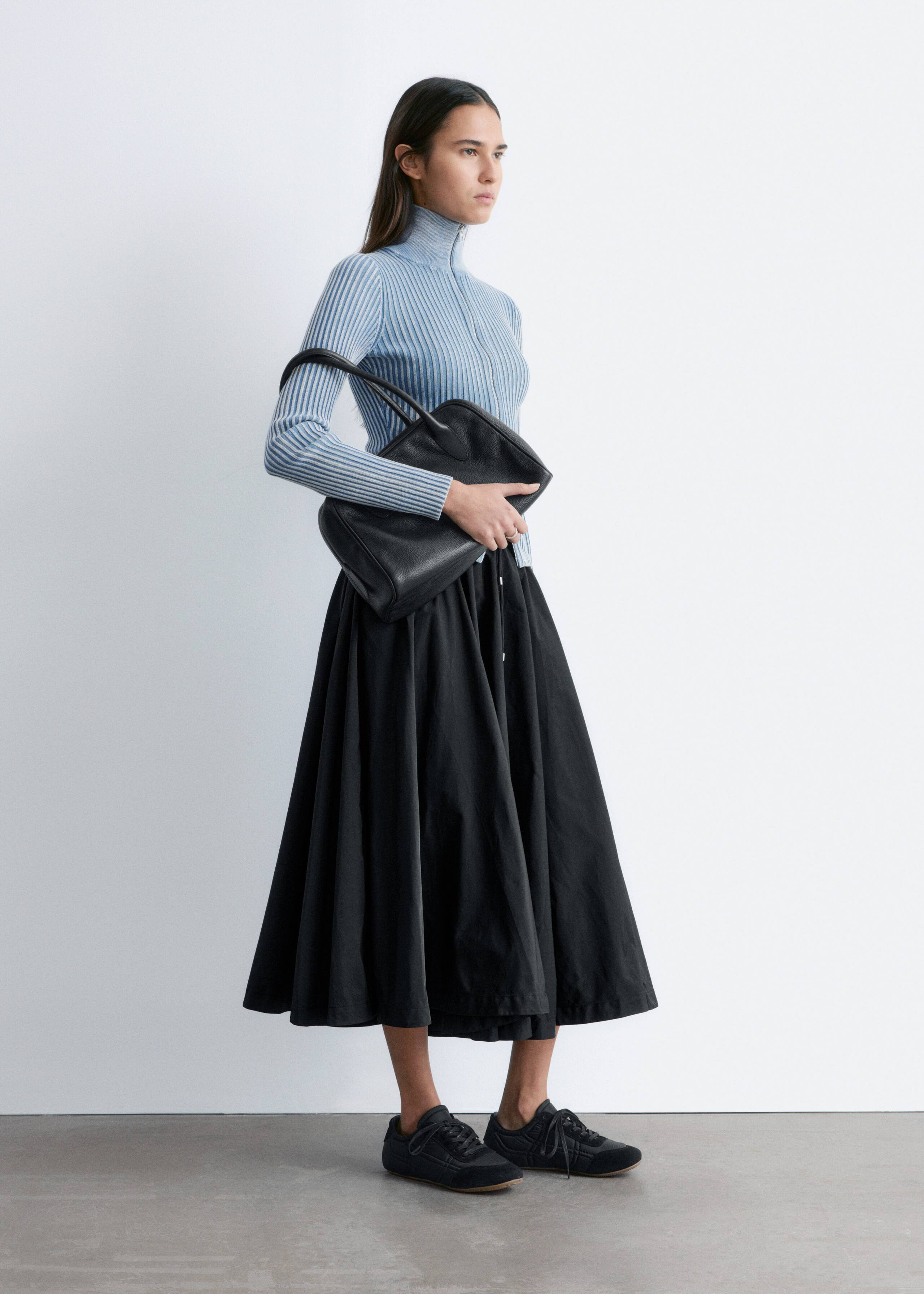 Image of Voluminous Drawstring Midi Skirt