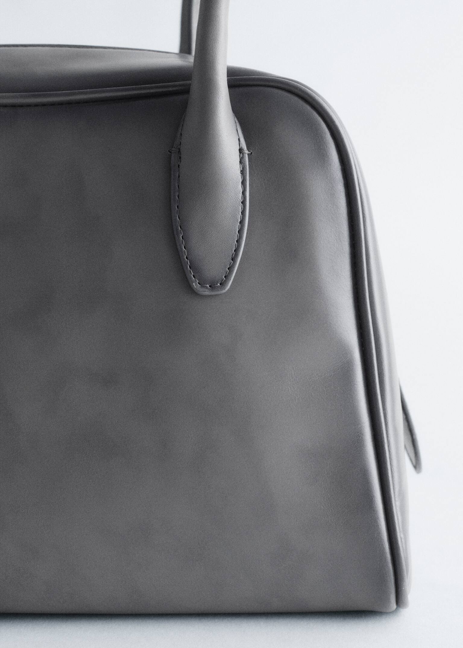 Skórzana torebka - Szary/Koniakowy - 4